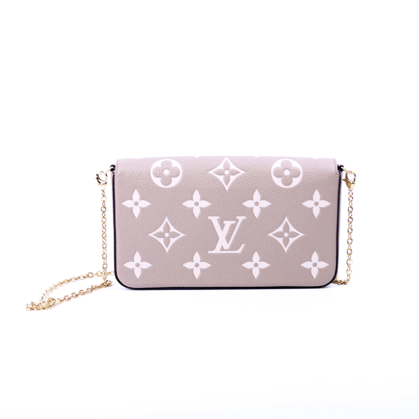 Louis Vuitton Pochette Felicie Bicolor Turtledove Empreinte Clutch Bag