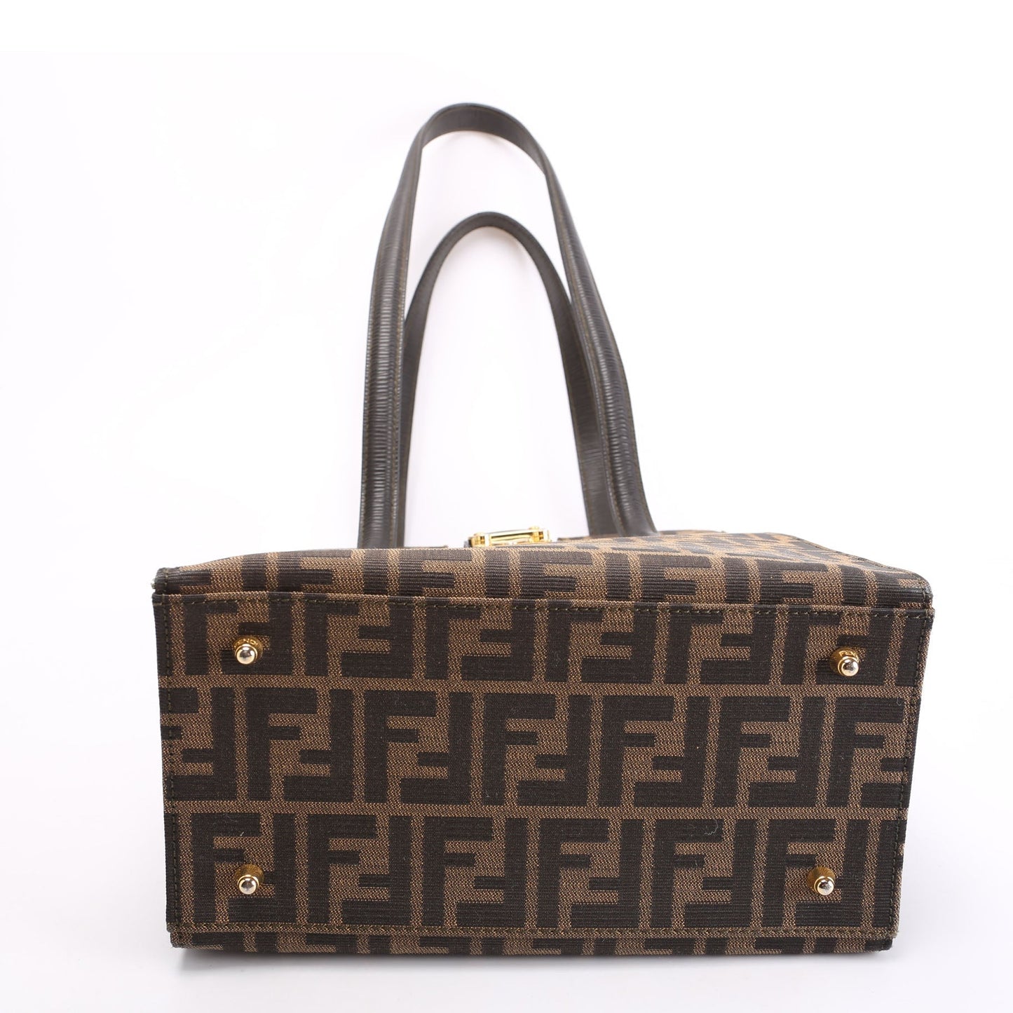 Fendi Ff Zucca Vertical Tote Bag Black Brown