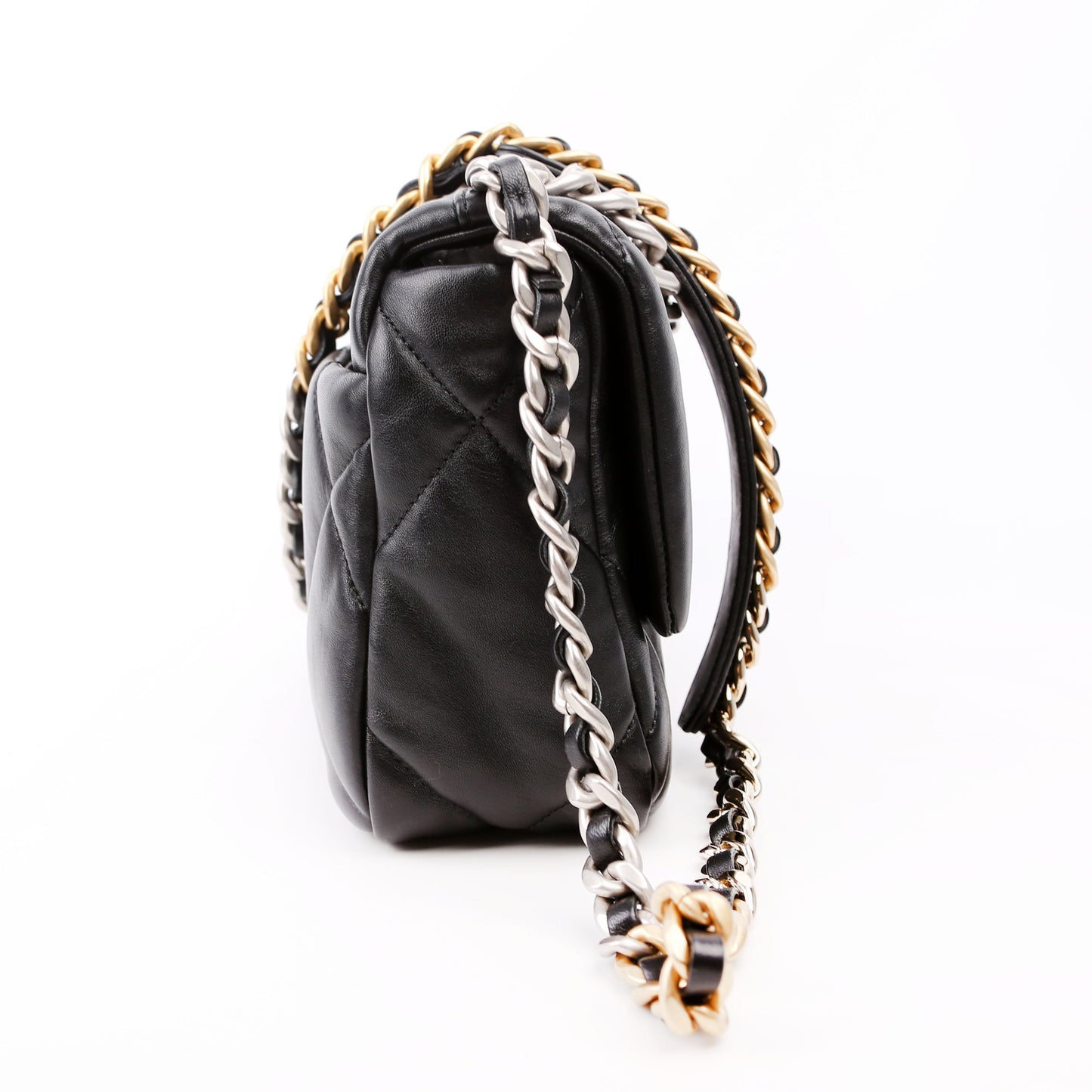 Chanel Quilted Goatskin 19 Flap RFID Black Handbag Black 2