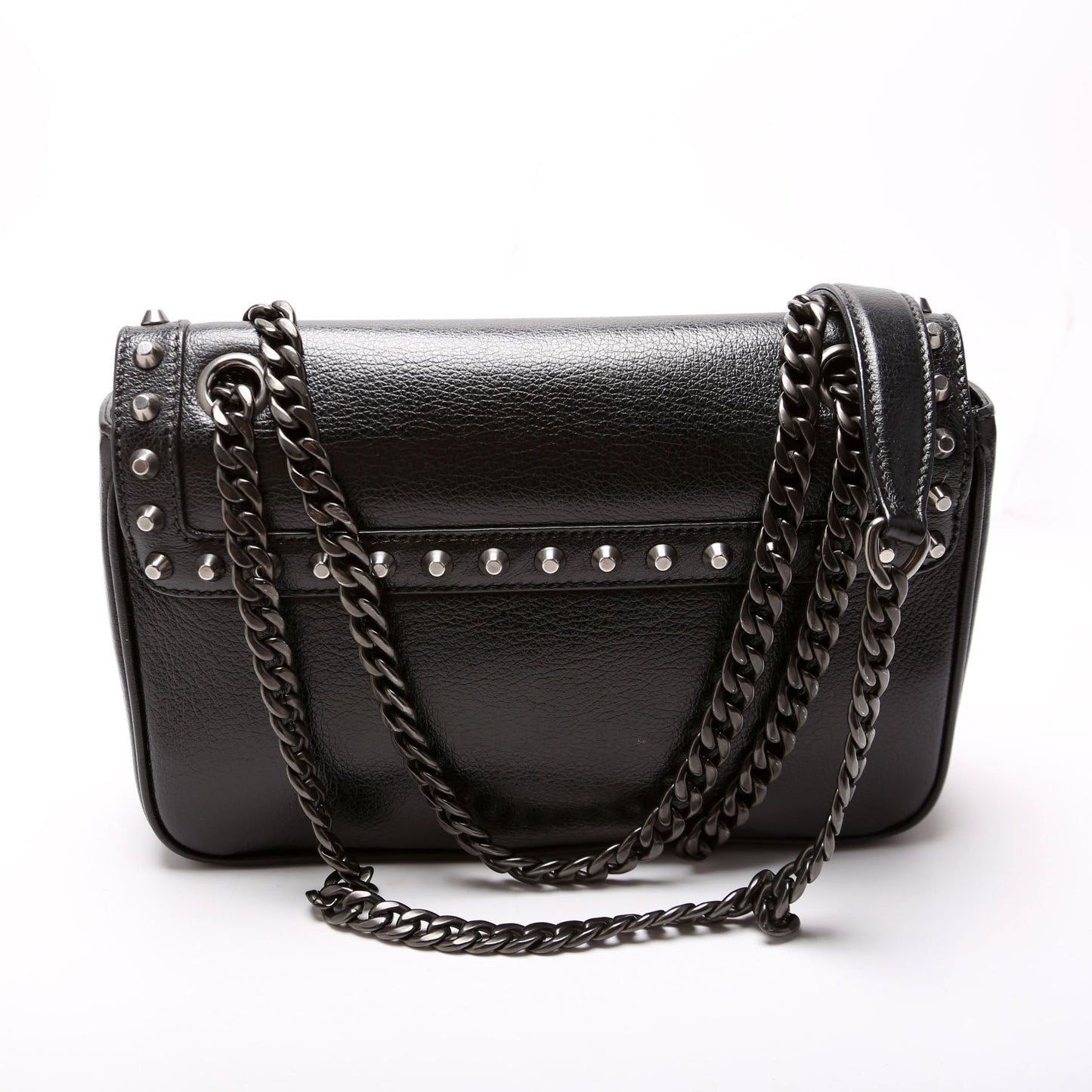 Prada Glace Calfskin Studded Crossbody Bag Black