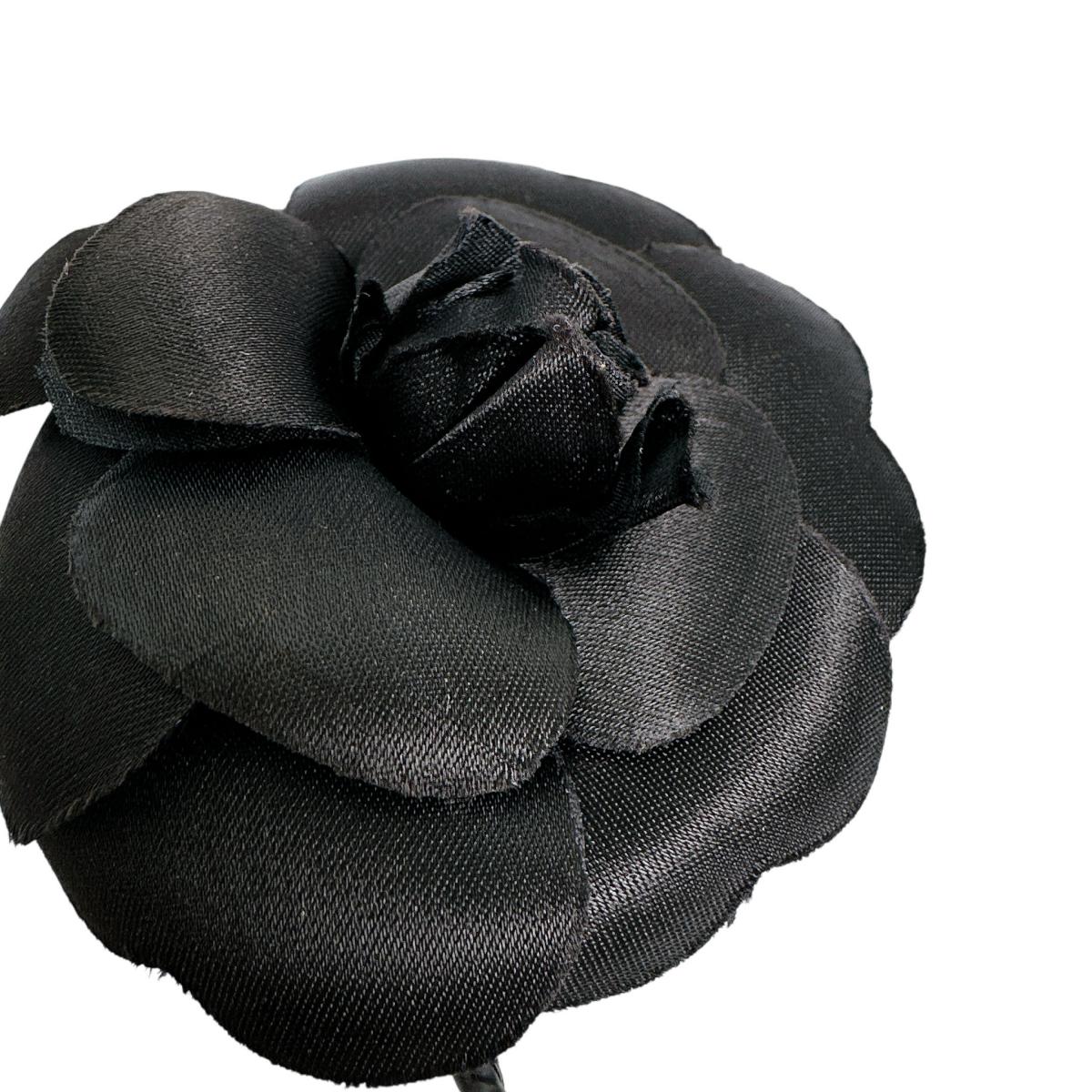Chanel Brooch Nylon Camelia Black Handbag