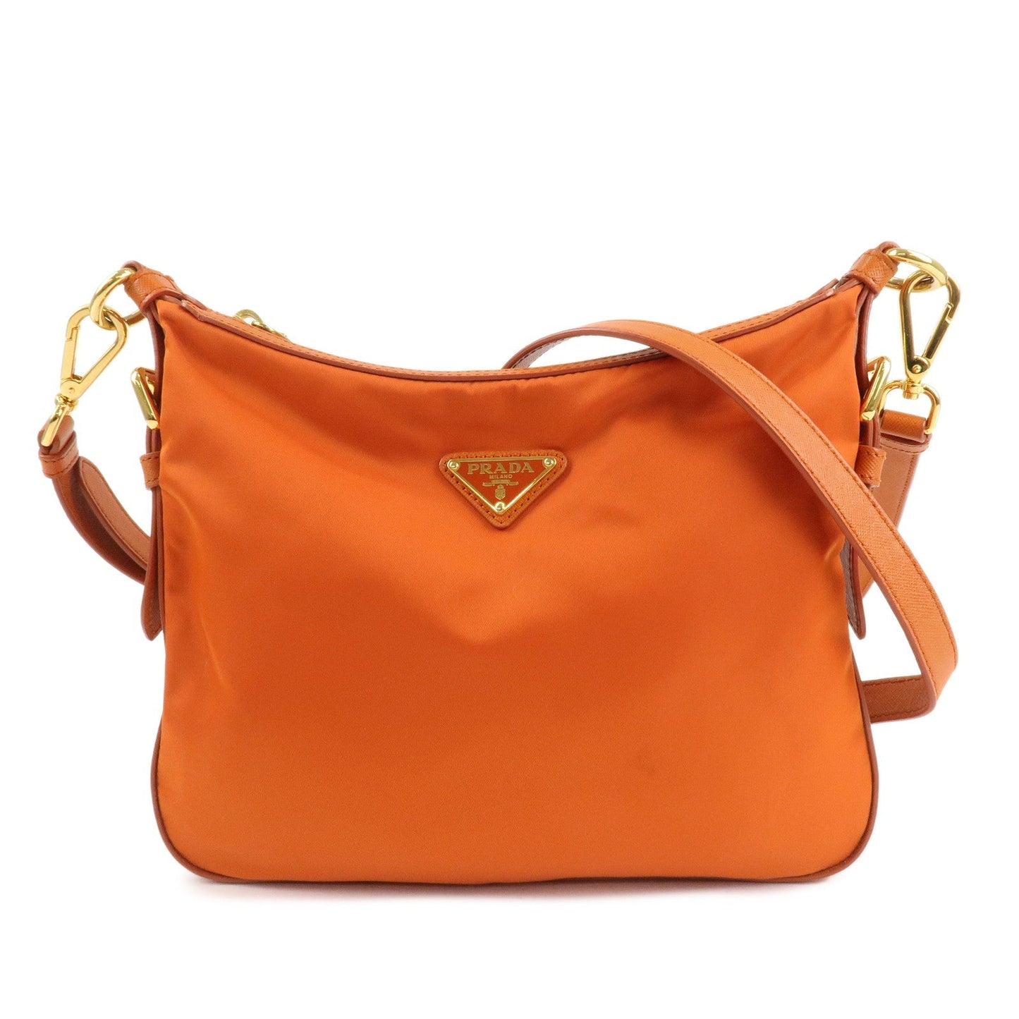 Shoulder Bag Triangle 2Way d Leather Nylon Orange