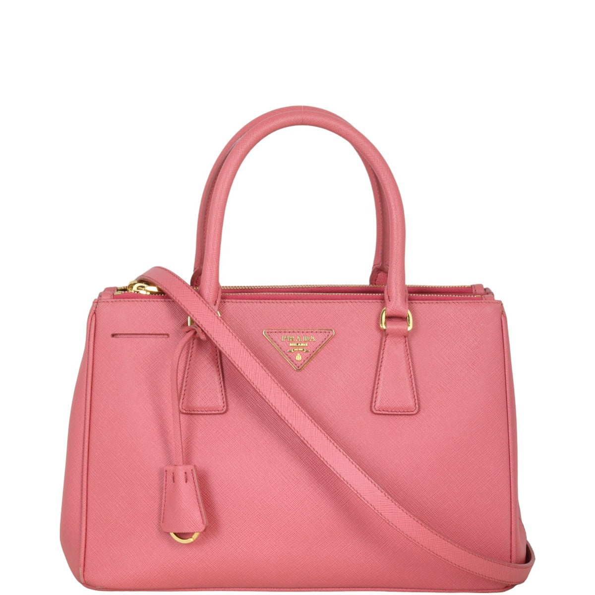 Prada Tote Bag Lux Galleria Double Tote 14 Saffiano Pink Small Shoulder Bag