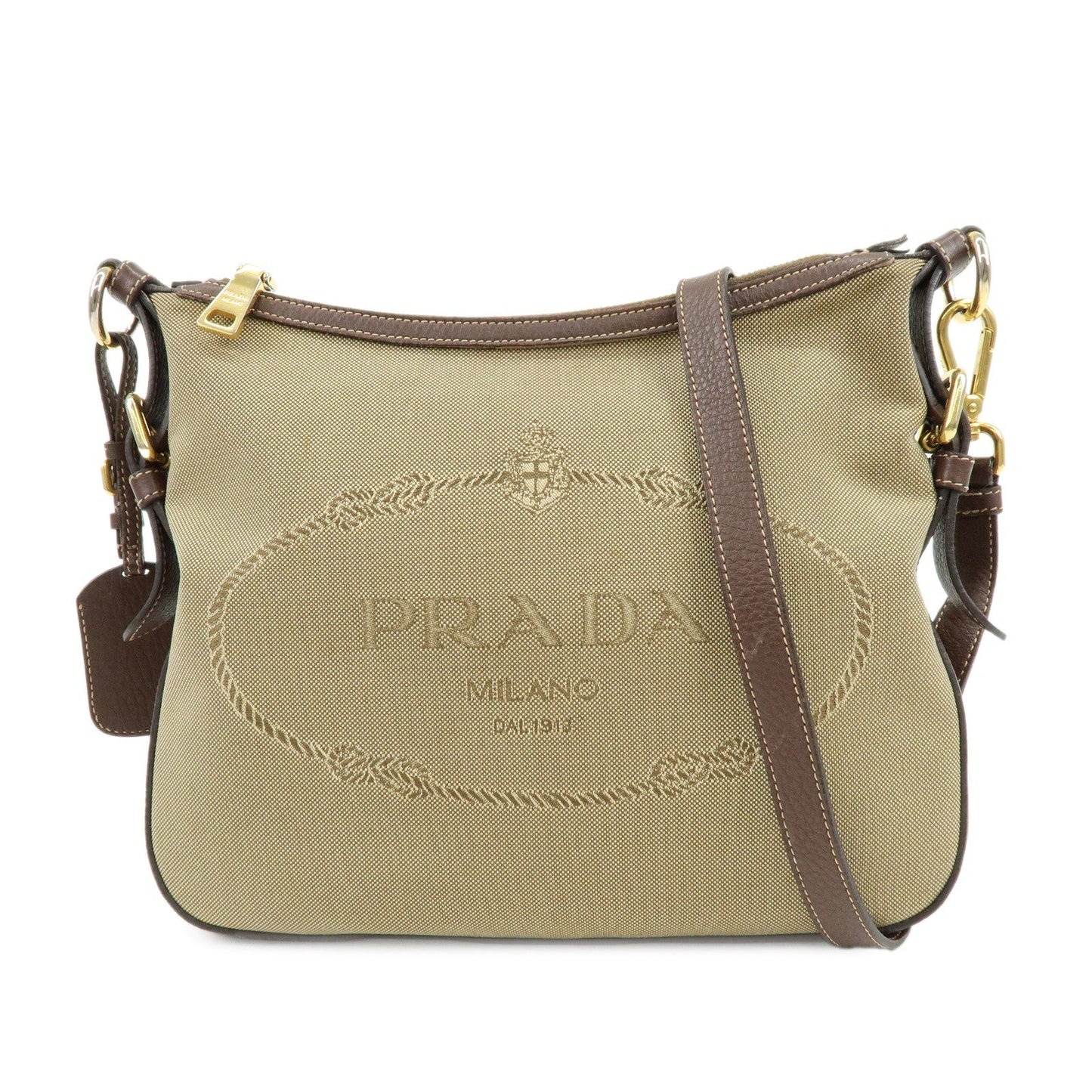 Crossbody Bag Jacguard Shoulder Bag Leather Brown Logo