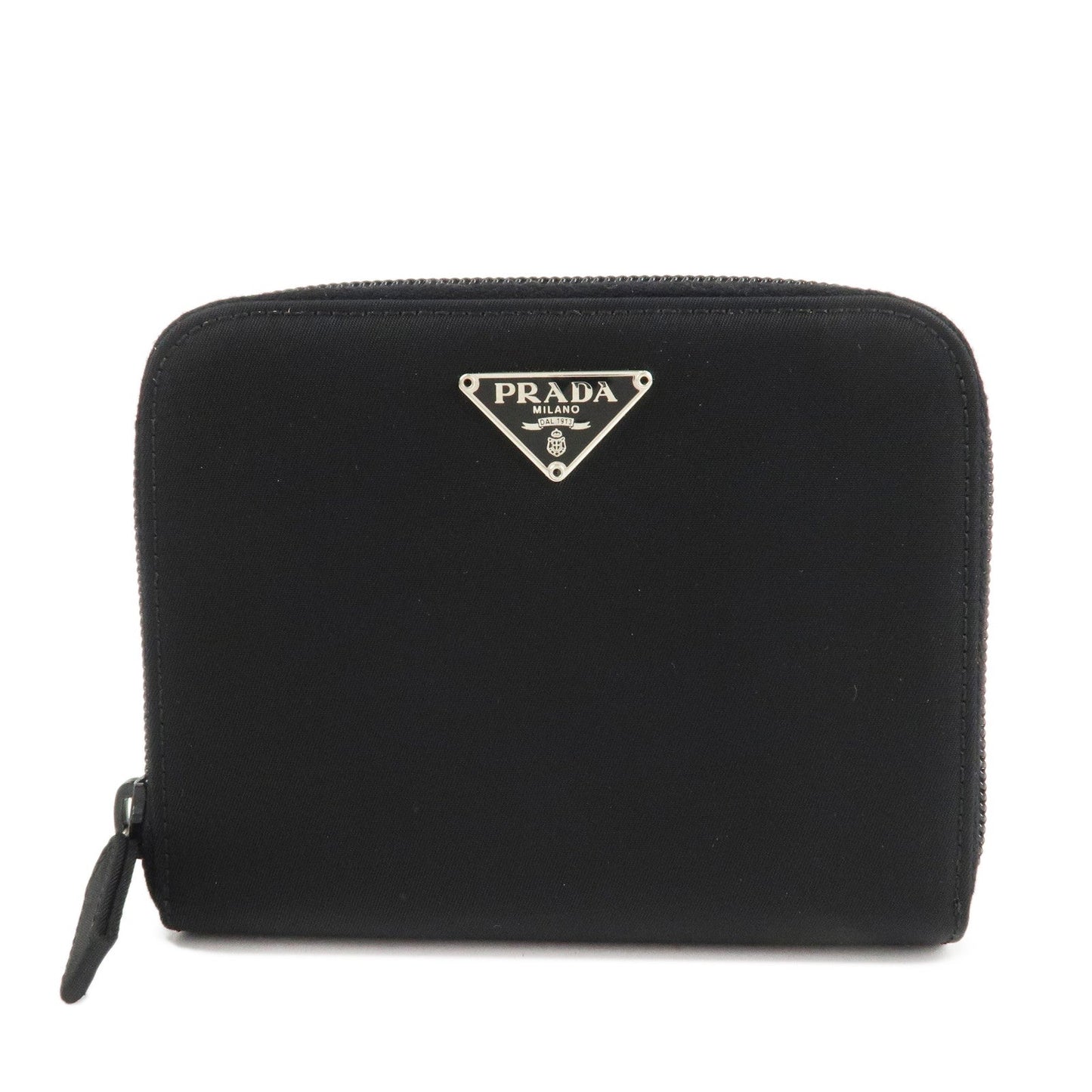 Bi-fold Round zippy Wallet d Leather Nylon Saffiano Handbag