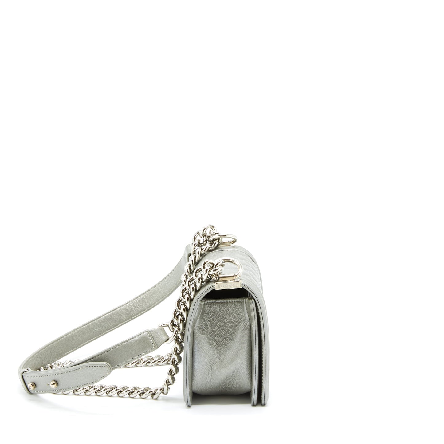 Chanel Boy Caviar Light SHW Grey Small Handbag