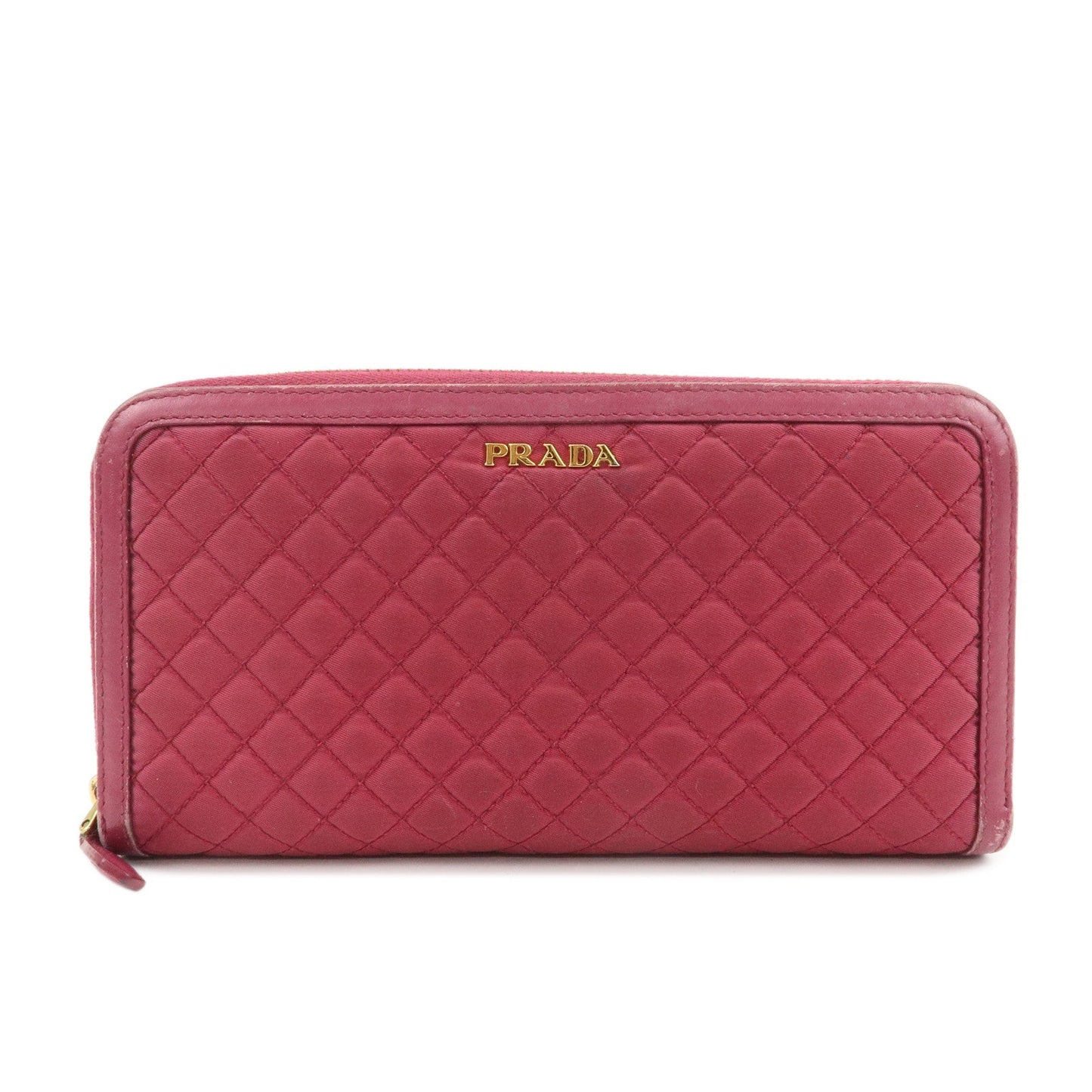 Round Zippy Wallet Long Wallet Leather Nylon Pink Handbag