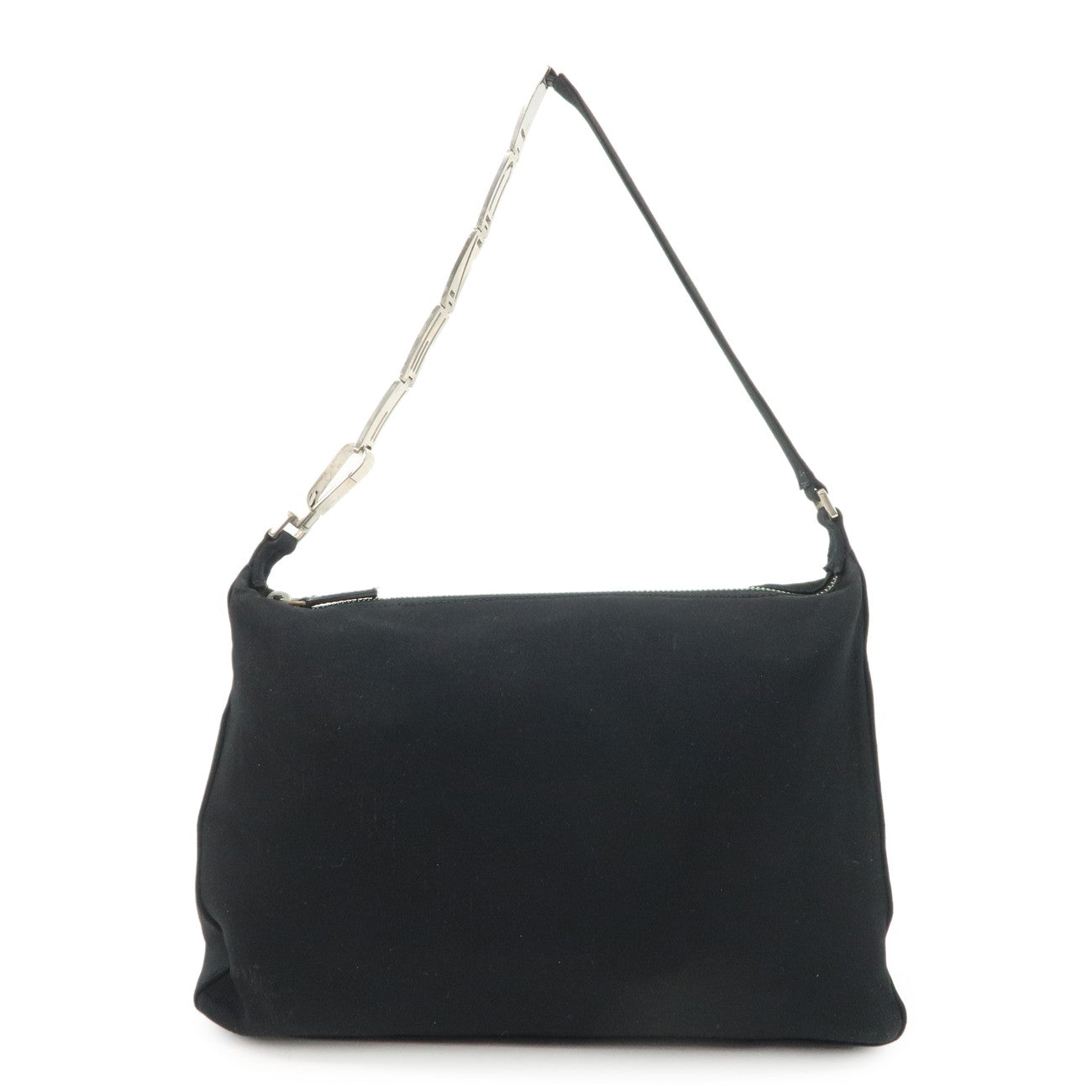 Shoulder Bag Polyester Hand Bag Black Silver Chain
