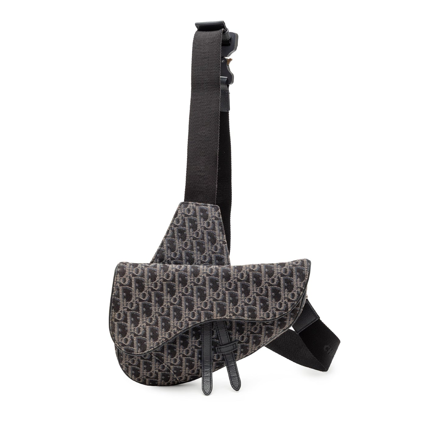 Dior Handbag Oblique Saddle Crossbody Canvas Black Crossbody Bag