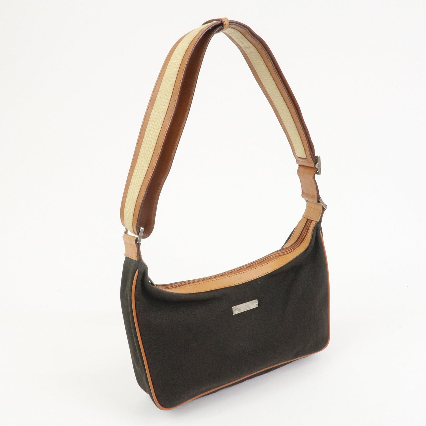 GUCCI Canvas Leather Shoulder Bag Hand Bag Dark Brown 019?0460