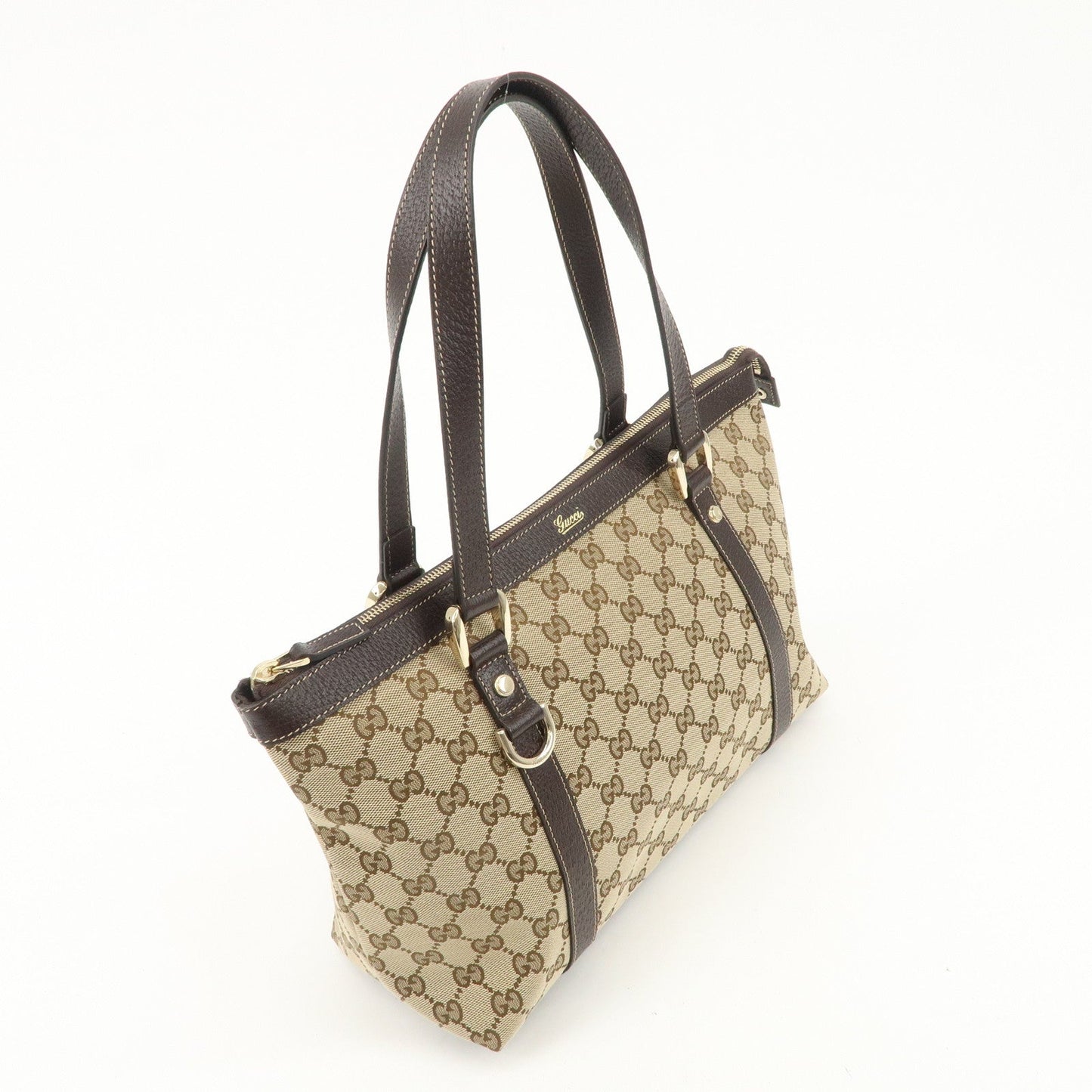 GUCCI Abbey GG Canvas Leather Shoulder Bag Beige Brown 141470