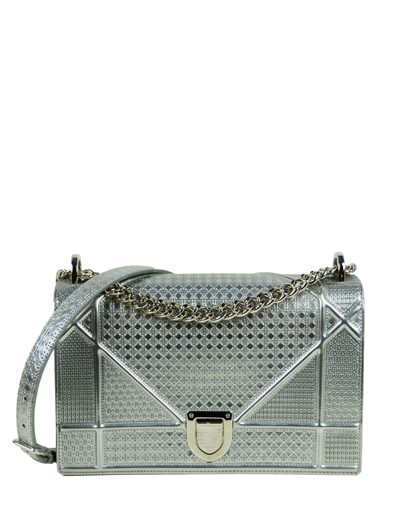 Dior Handbag Christian Micro-Cannage ama Flap Bag Leather Patent Black Shoulder Bag