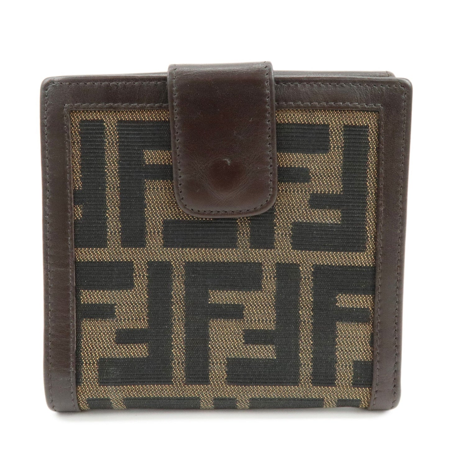 Zucca Bi-fold Wallet Leather Canvas Black Handbag