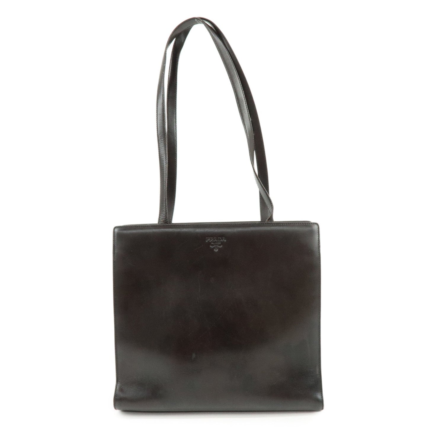 Tote Bag Shoulder Bag Dark Leather Brown Logo