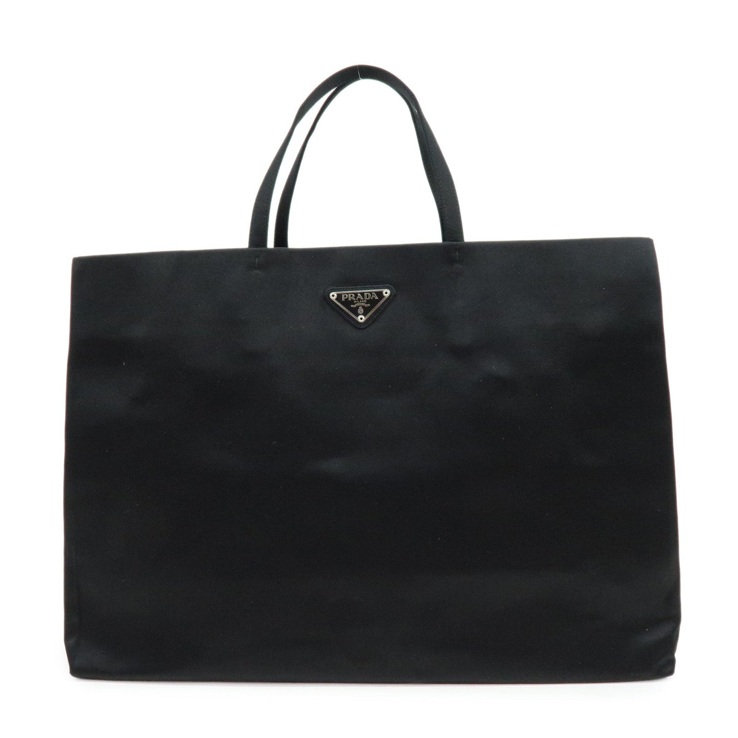 Tote Bag Triangle Hand Bag Satin Black Logo
