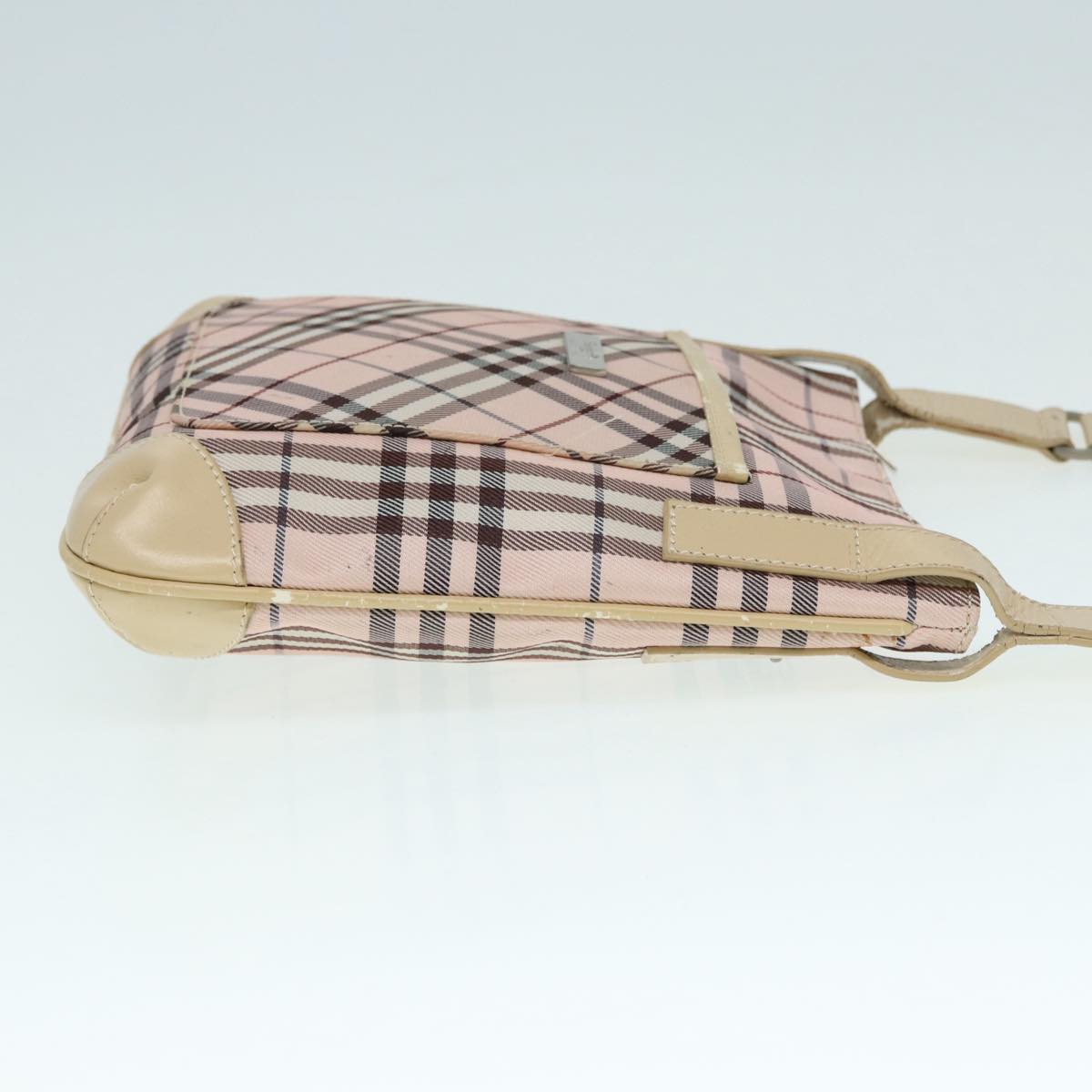 Burberry Label Synthetic Shoulder Bag Beige Blue