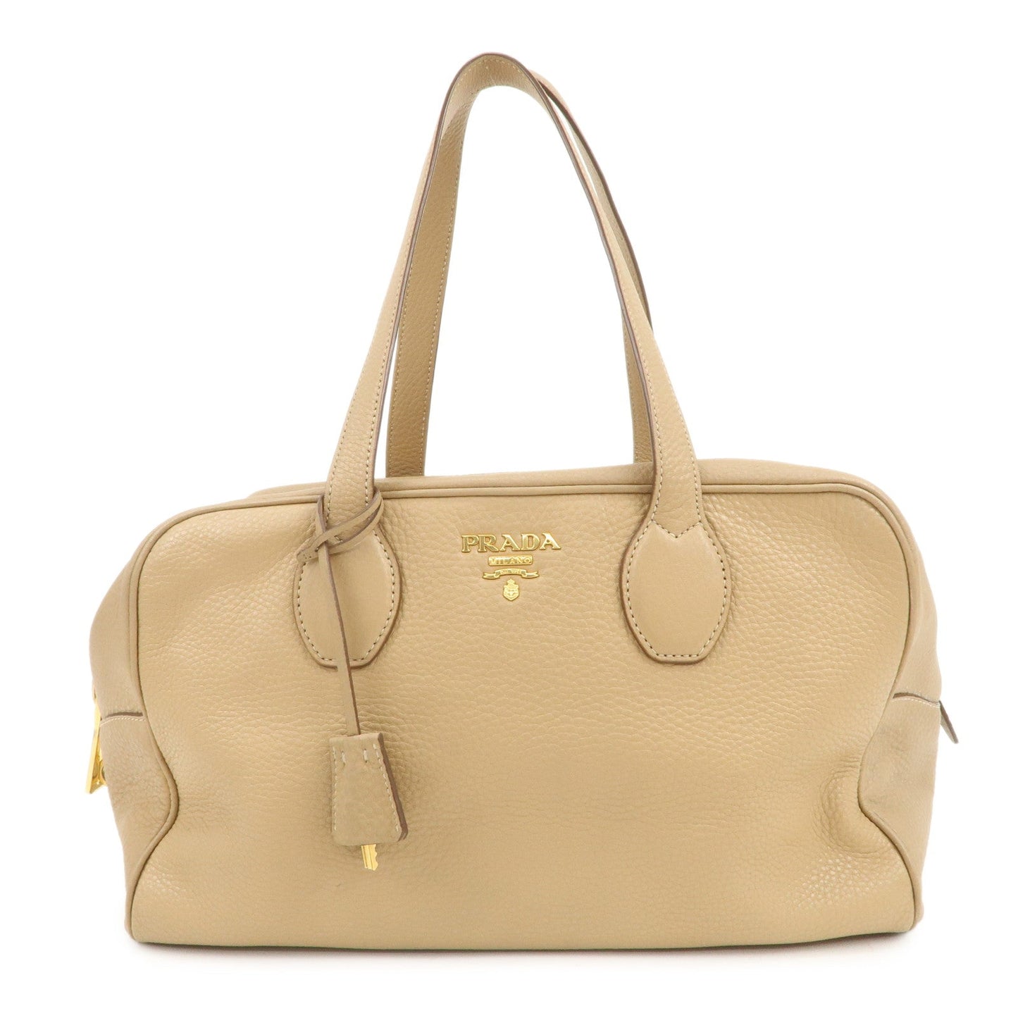 Boston Bag Hand Bag Leather Beige Gold Handbag
