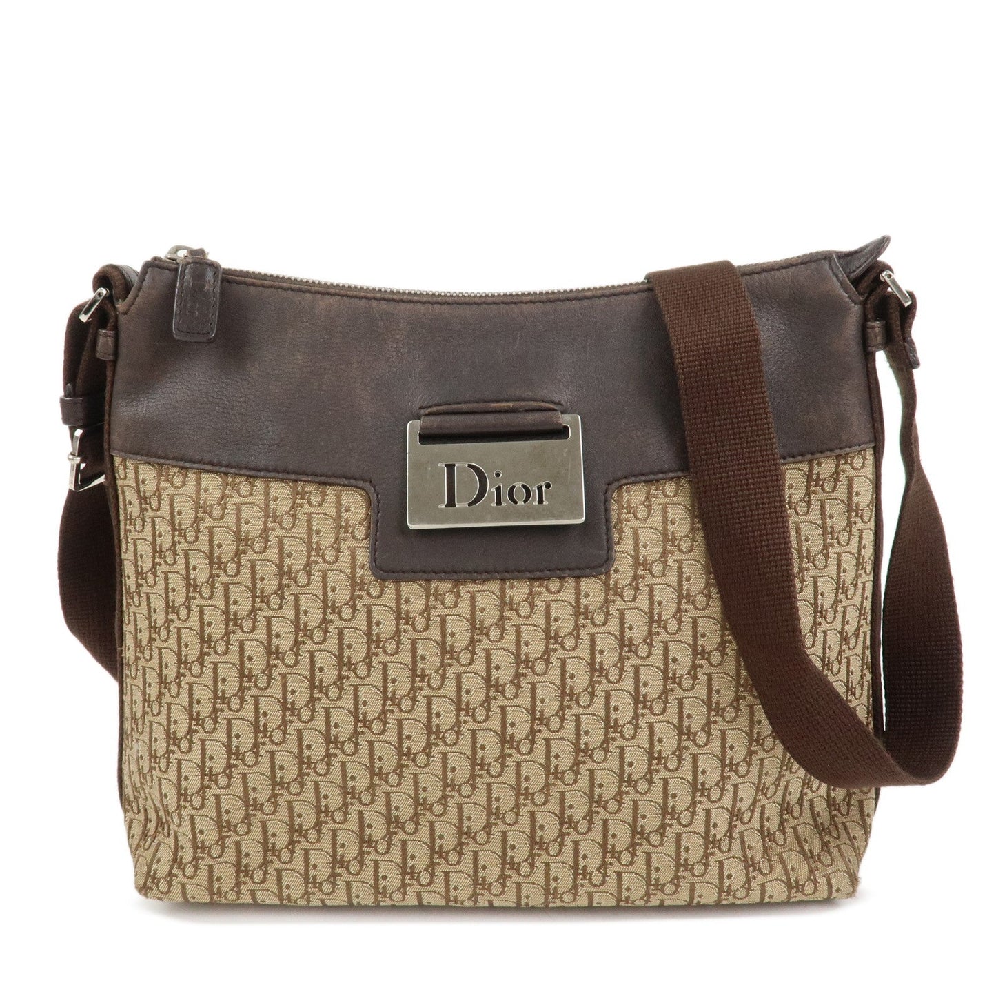 Dior Shoulder Bag Christian Street Chic Trotter Leather Canvas