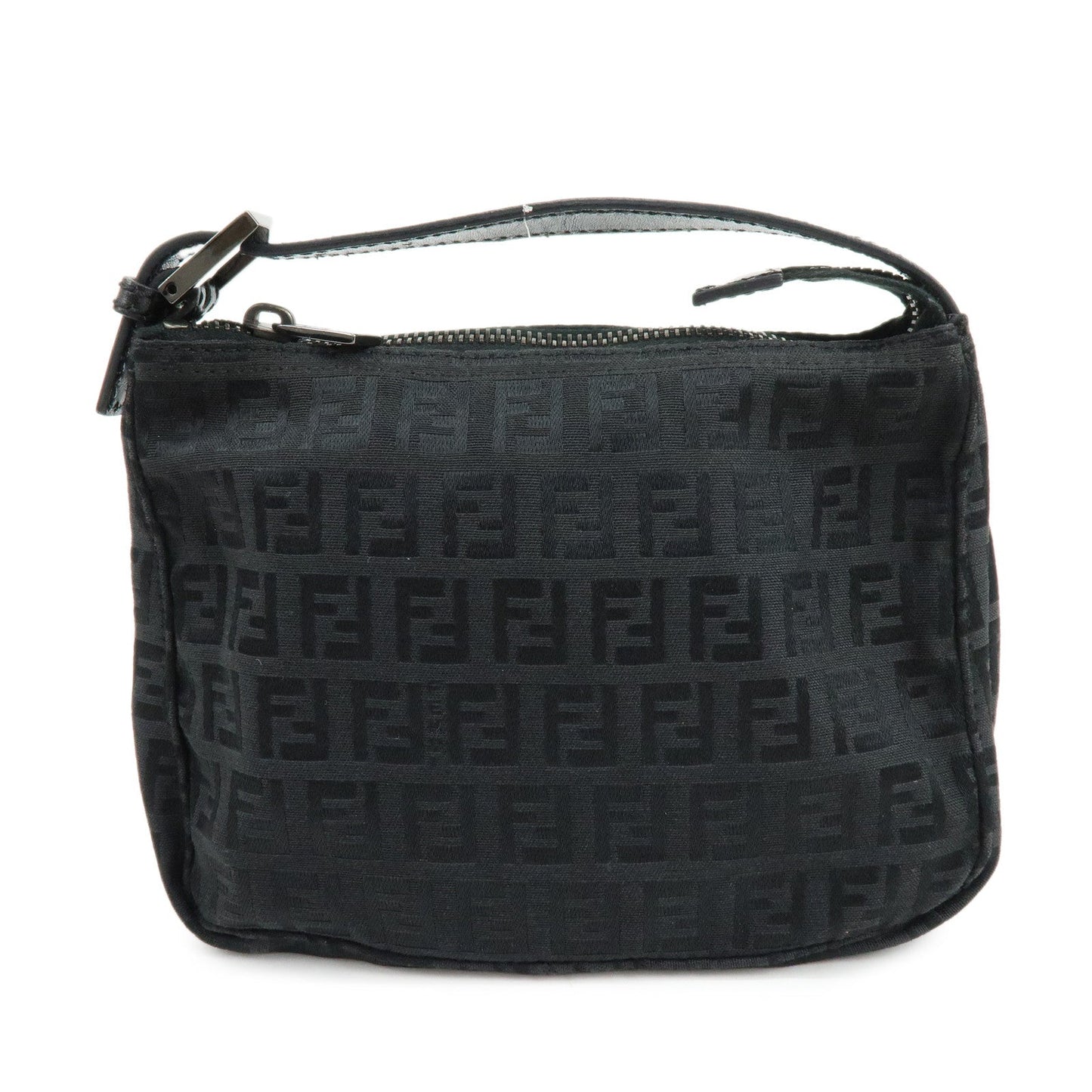 Zucchino Hand Bag Pouch Leather Canvas Black Handbag