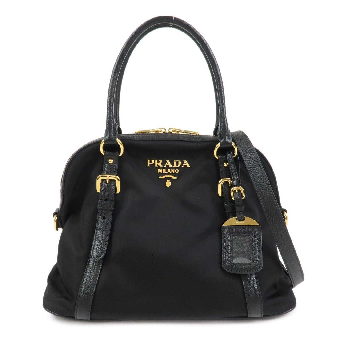 Shoulder Bag Tessuto 2Way Hand Leather Nylon Saffiano