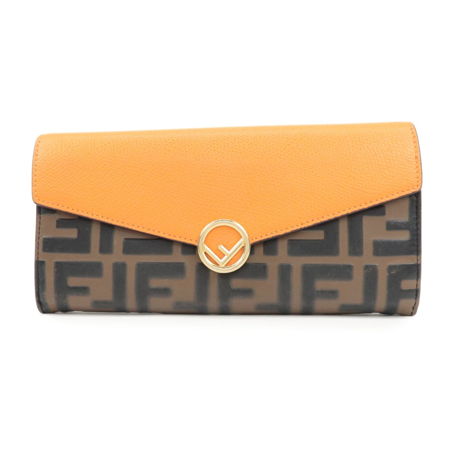 Zucca Baguette Continental Wallet d Brown Orange Shoulder Bag