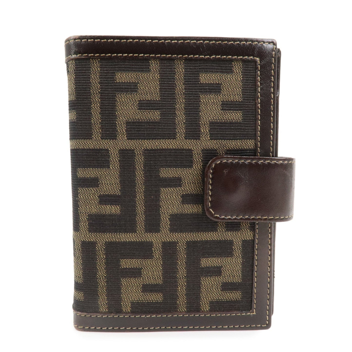 Zucca Agenda Planner Cover Leather Canvas Brown Handbag
