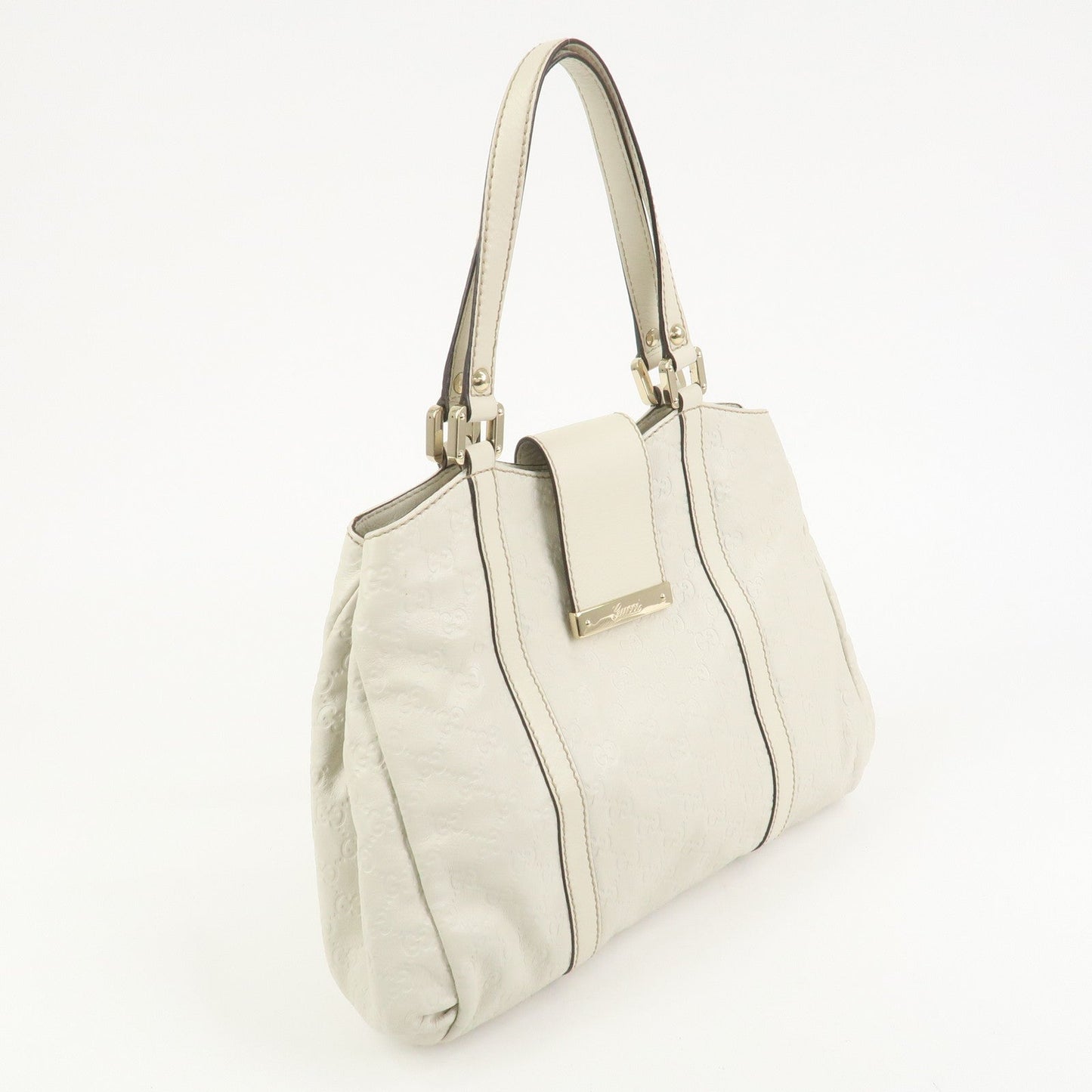 GUCCI Guccissima Leather Tote Bag Shoulder Bag White 211935