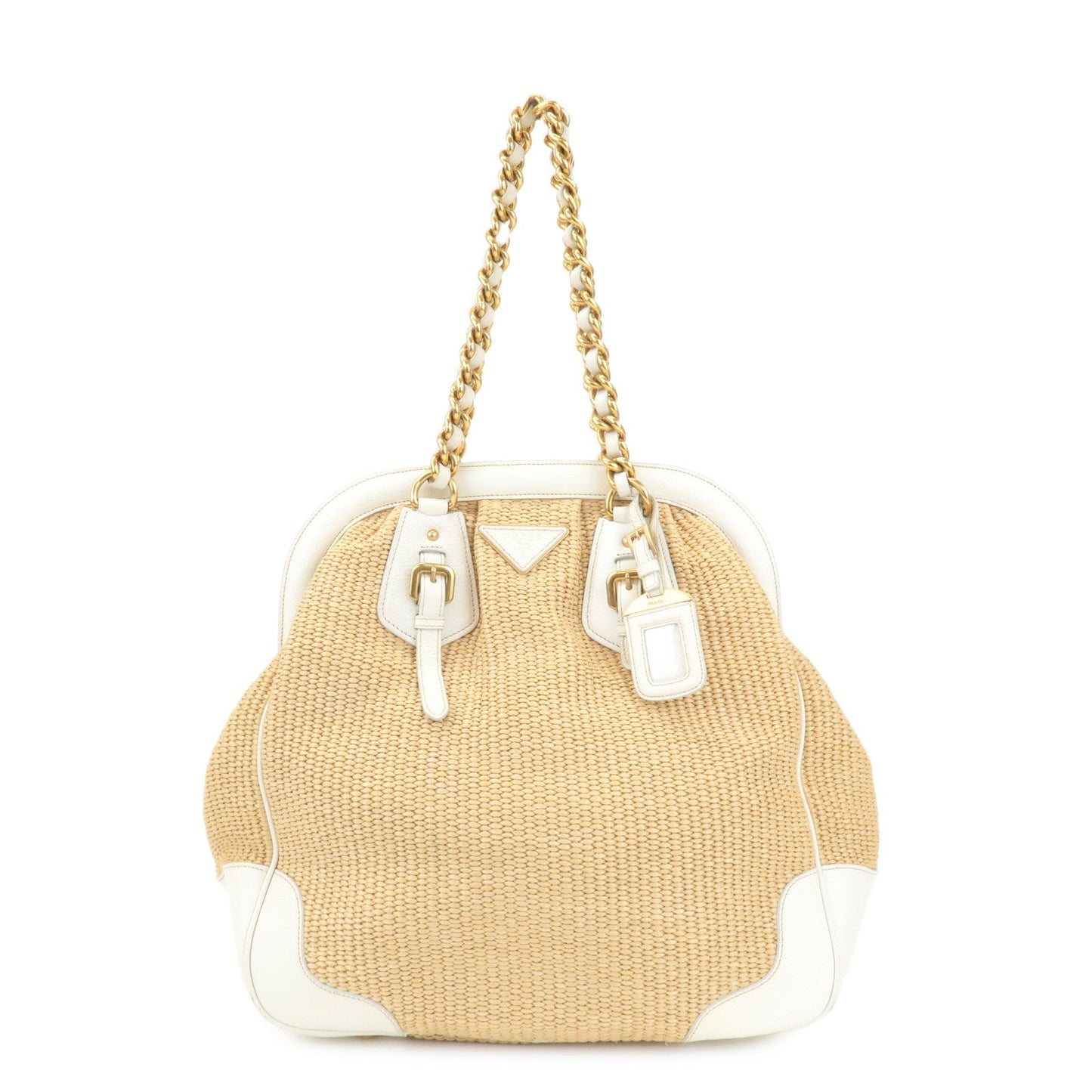 Shoulder Bag Triangle Straw Bag d Leather Raffia Beige