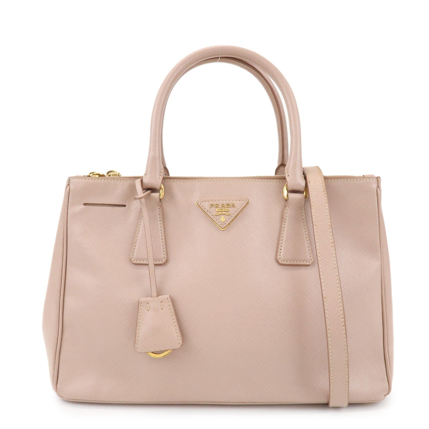 Traingle Galleria 2Way Bag Hand Bag Beige1BA863 Pink Logo Handbag