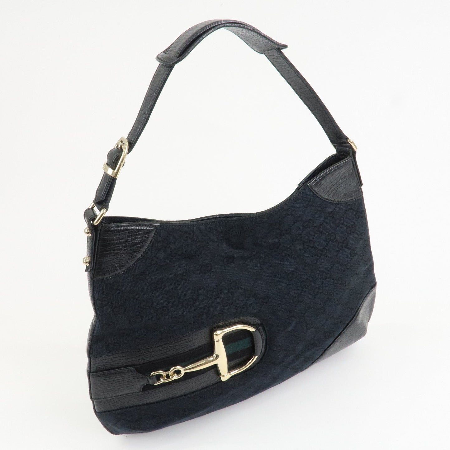GUCCI Horsebit Shoulder Bag Hand Bag Black 137386