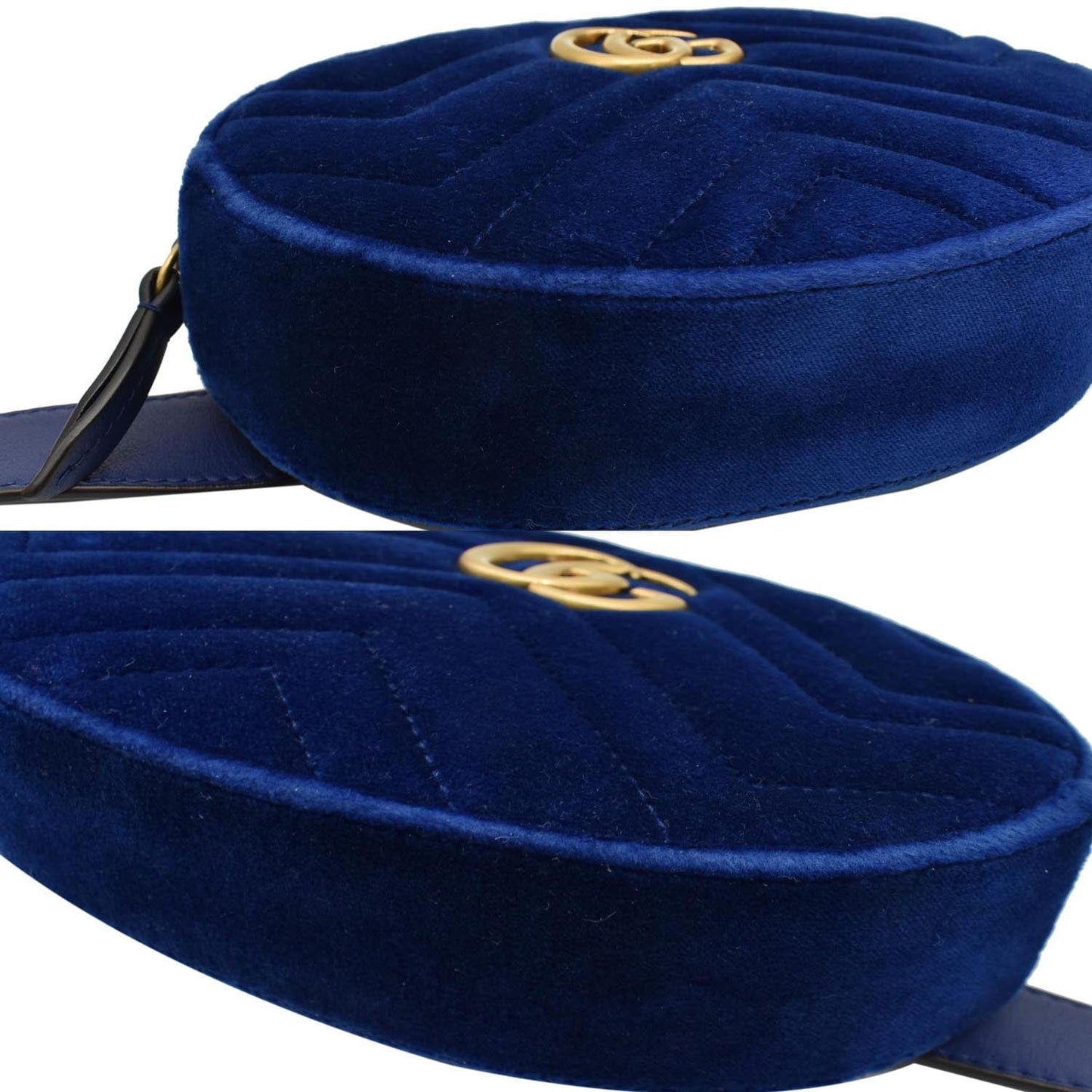 Gucci Marmont Velvet Belt Bag Matelasse Blue Accessory