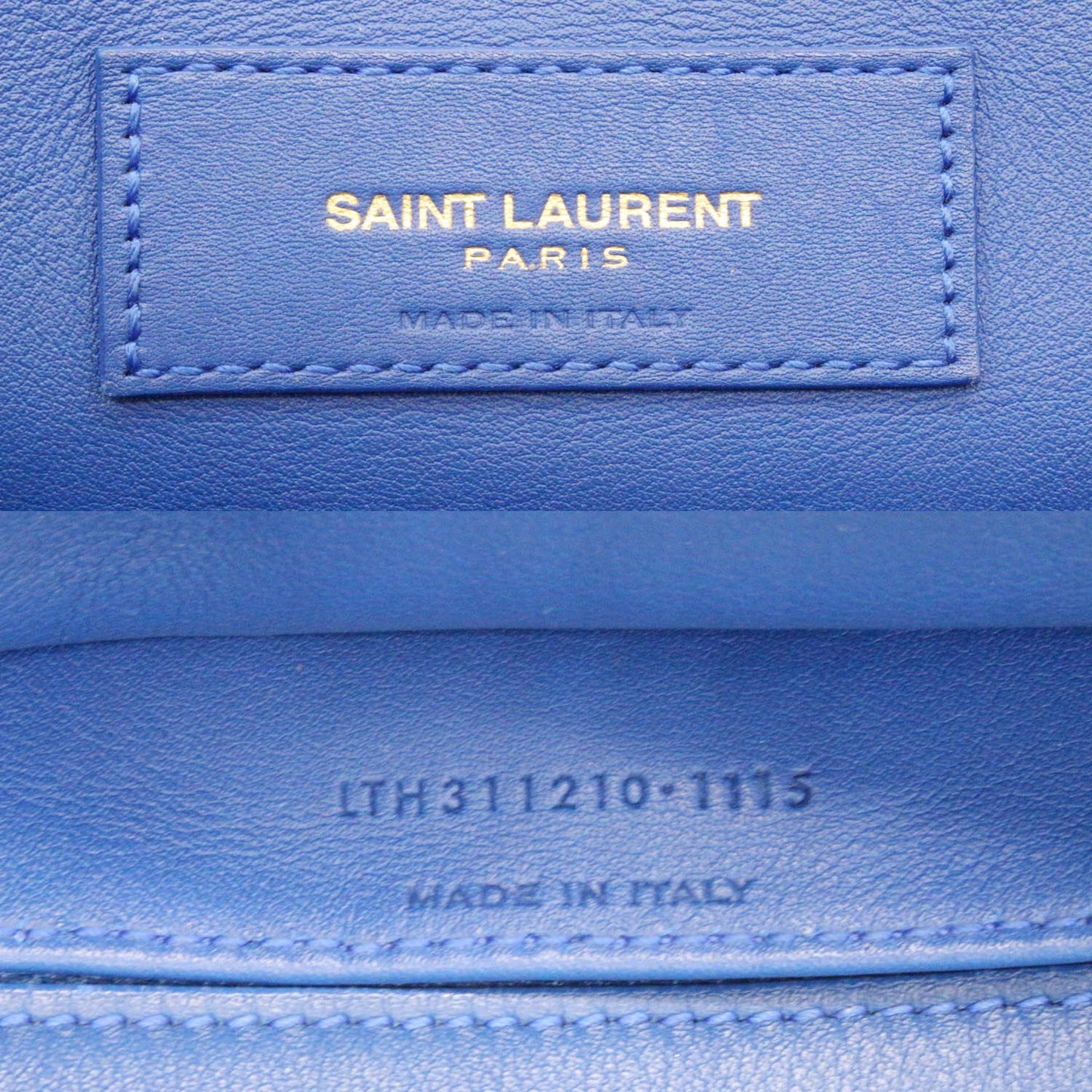 YSL Saint Laurent Yves Cabas Calfskin Tote Shoulder Bag Leather Blue Small