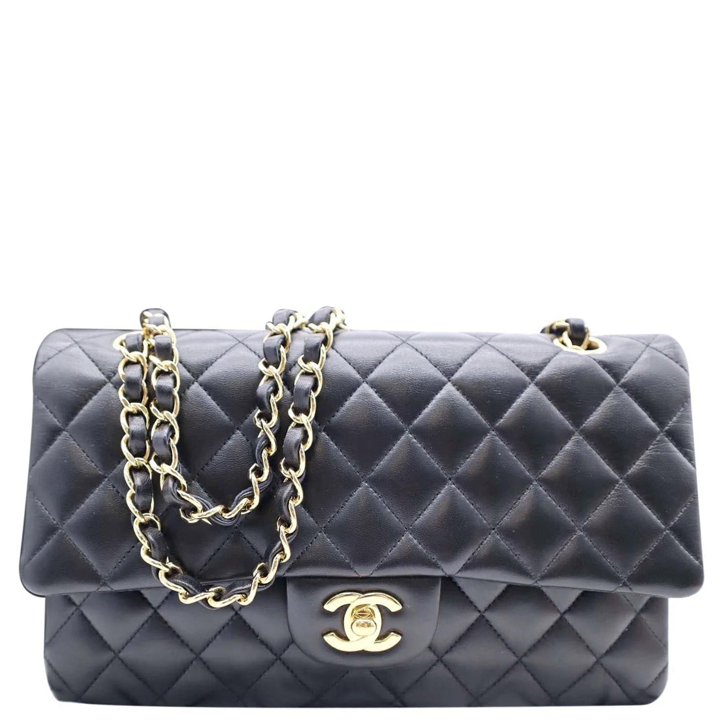 Chanel Classic Double Flap Leather Black Travel Bag