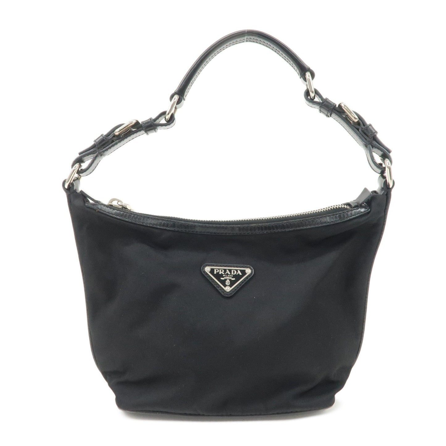 Shoulder Bag Triangle Hand Bag d Leather Nylon Black