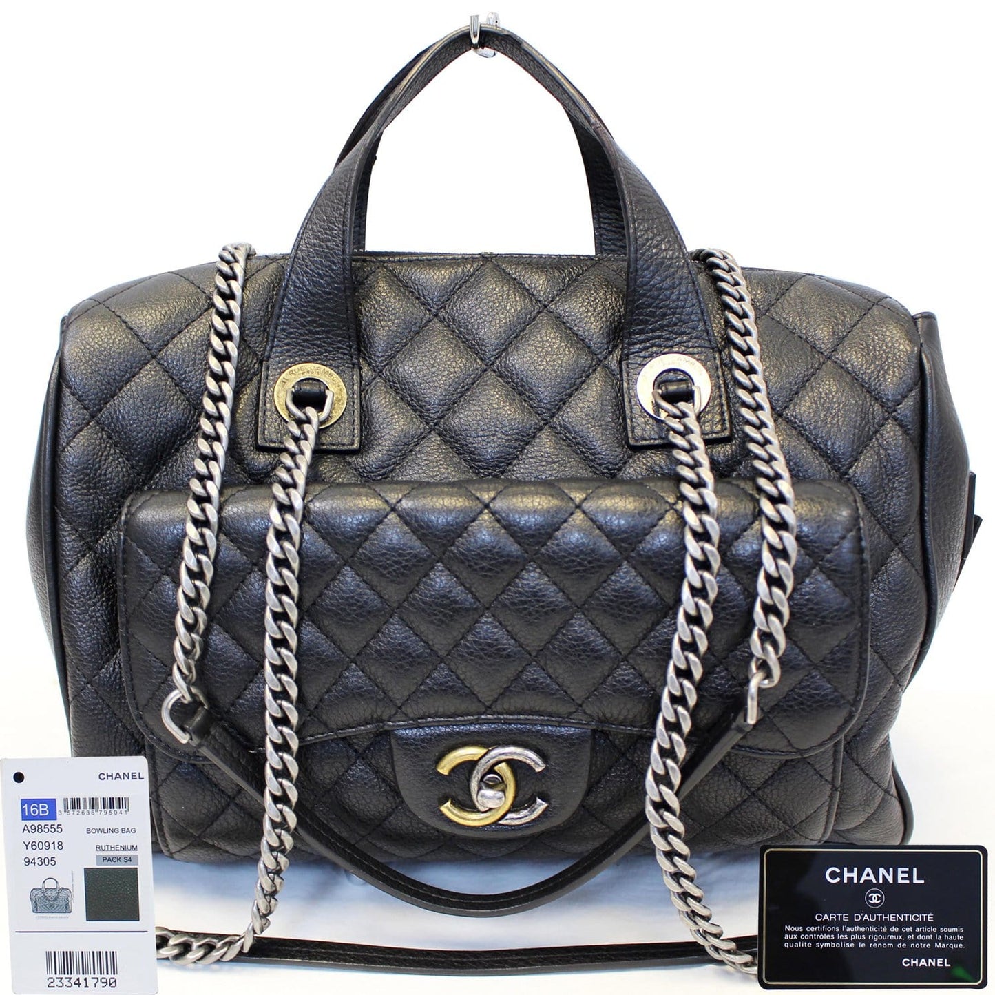 Chanel r Bowling Leather Calfskin Travel Bag