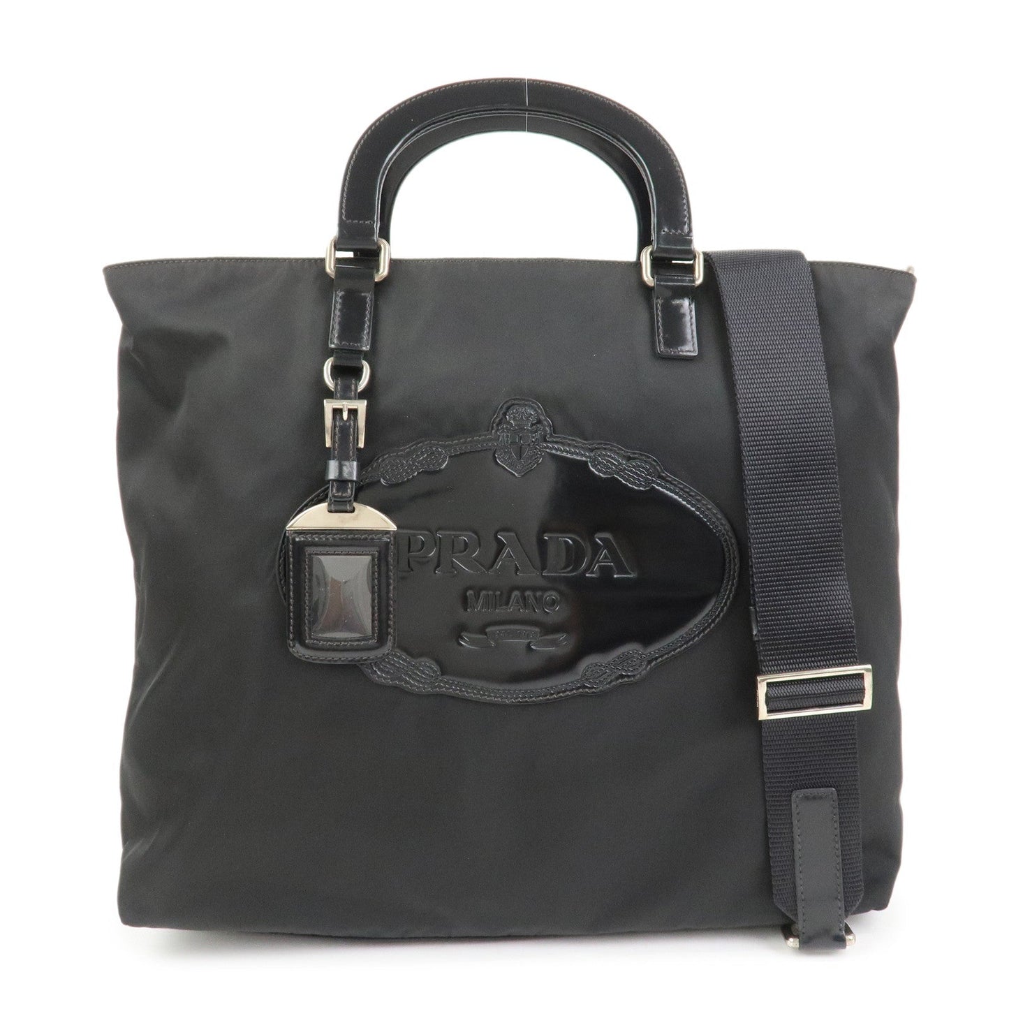 Shoulder Bag 2Way Bag Leather Patent Nylon