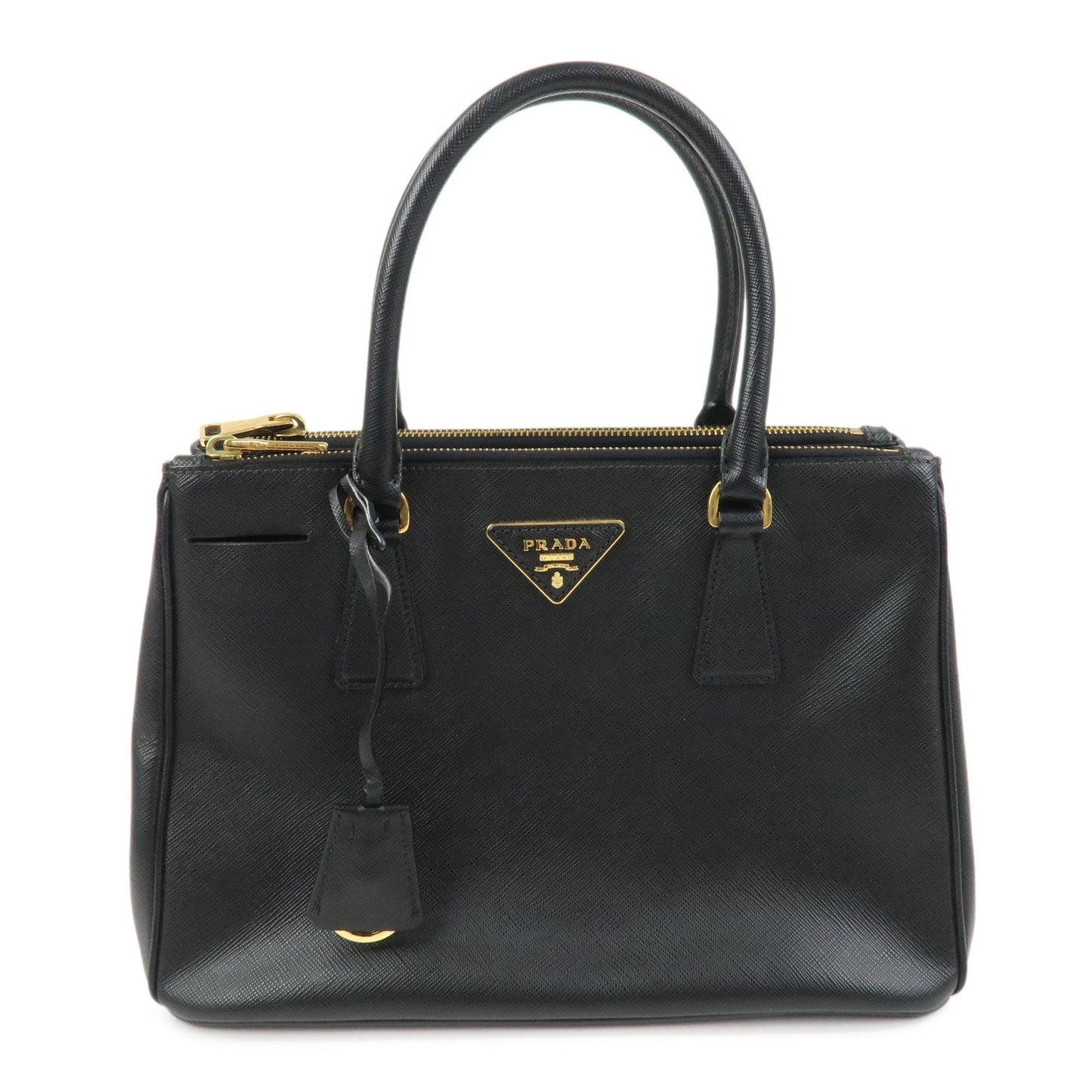 Shoulder Bag Triangle 2Way Leather Saffiano Black