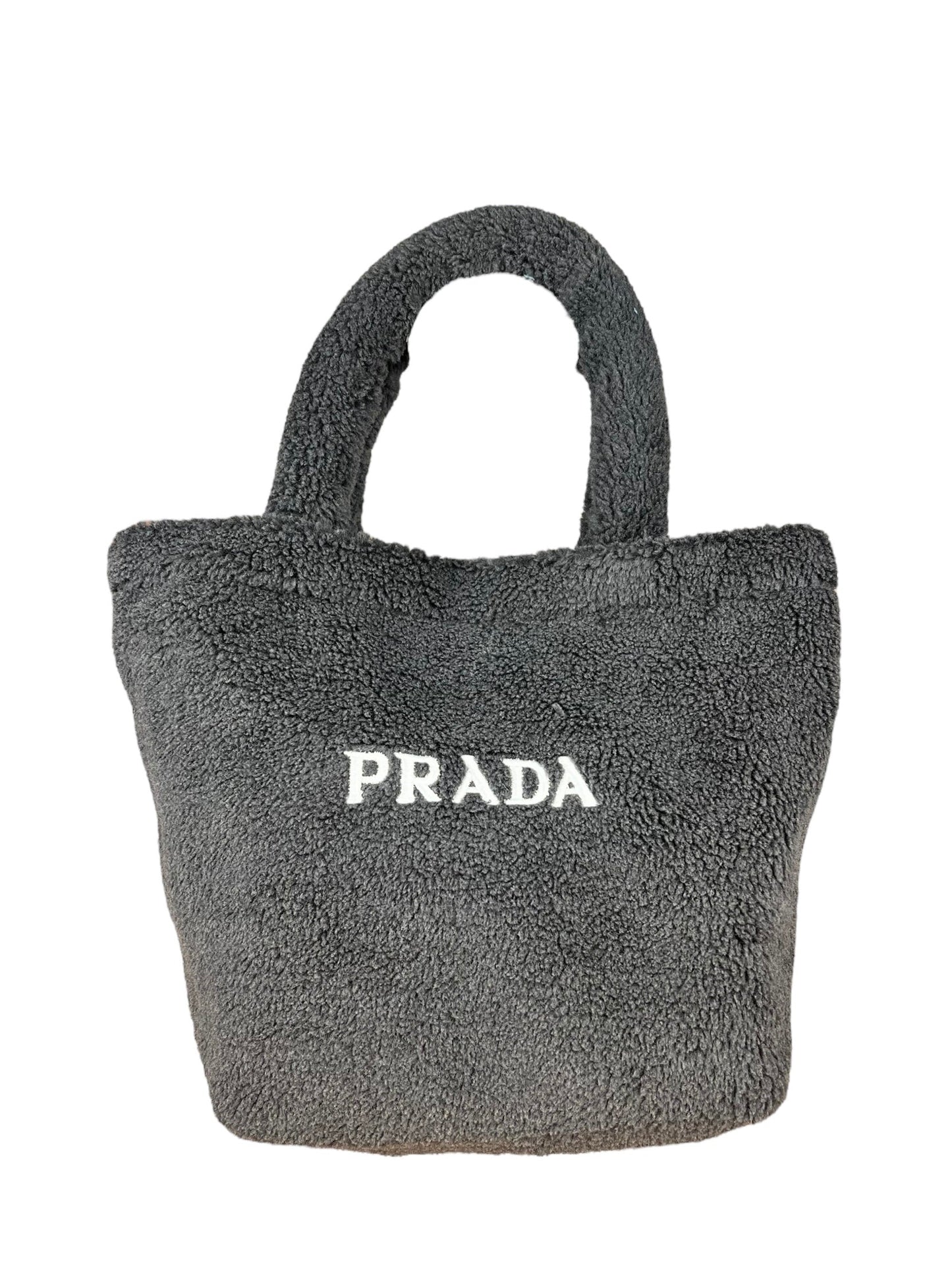 Prada Handbag Beauty Line Dark Grey Teddy Tote Gray Tote Bag