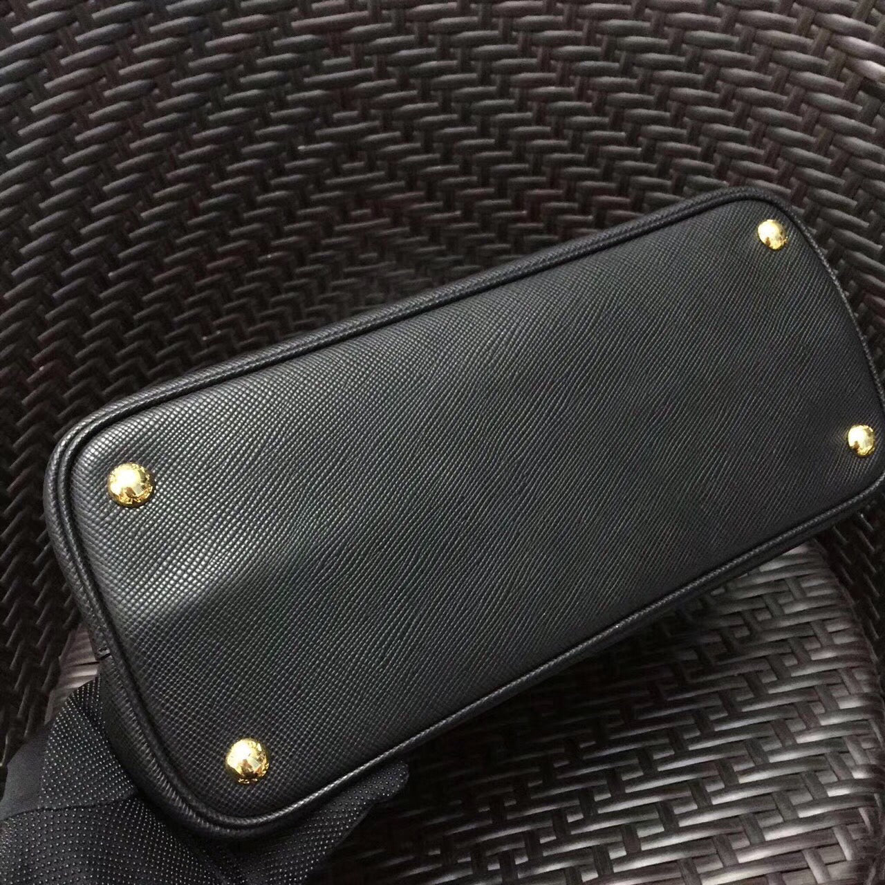 Prada Double Bag Saffiano Black Medium Travel Bag