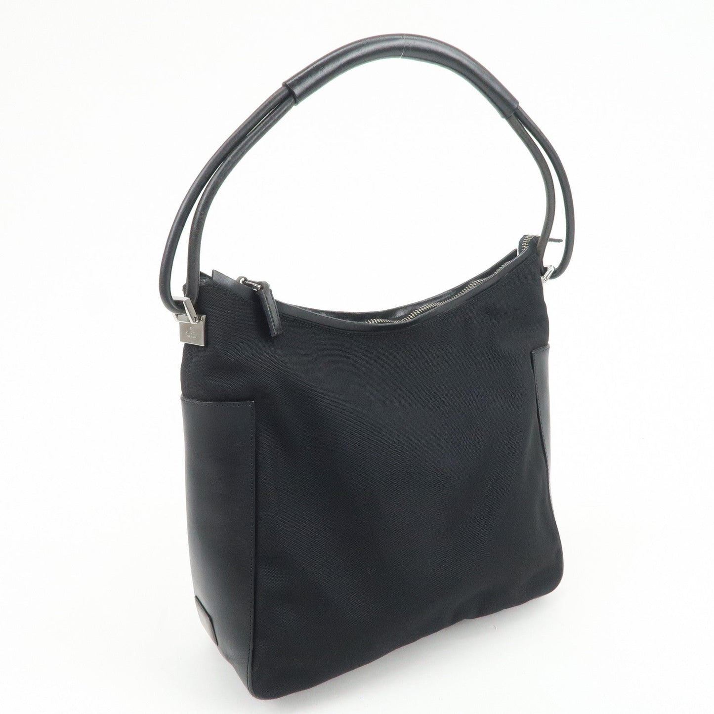 GUCCI Nylon Leather Shoulder Bag Hand Bag Black 001 ?3766