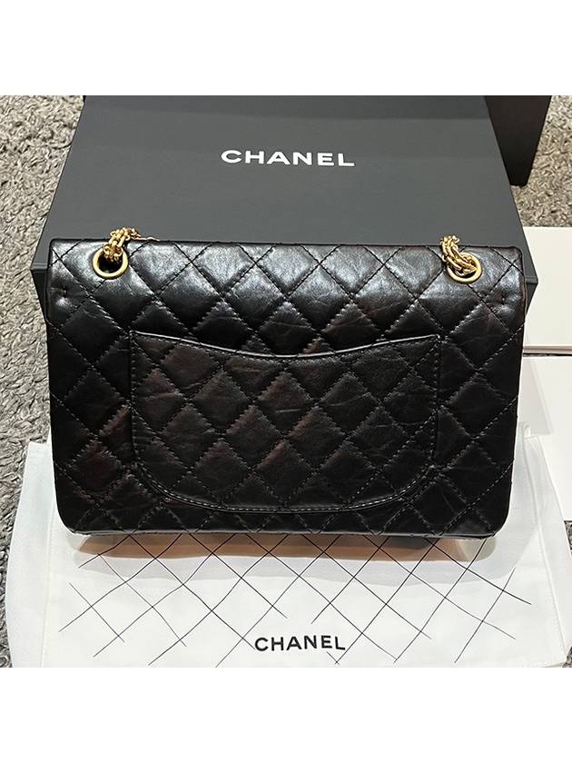 255 Calfskin Gold Tone Metal Large Flap Shoulder Bag Black Chanel