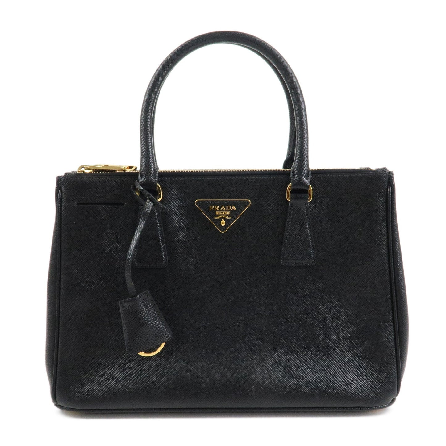 Triangle Hand Bag d Leather Saffiano Black Handbag