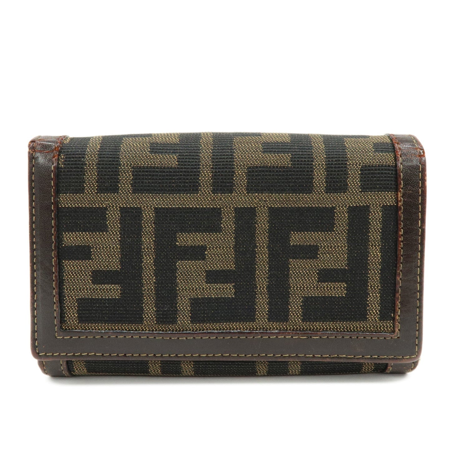 Zucca Bi-fold Compact Wallet Leather Canvas Brown Handbag