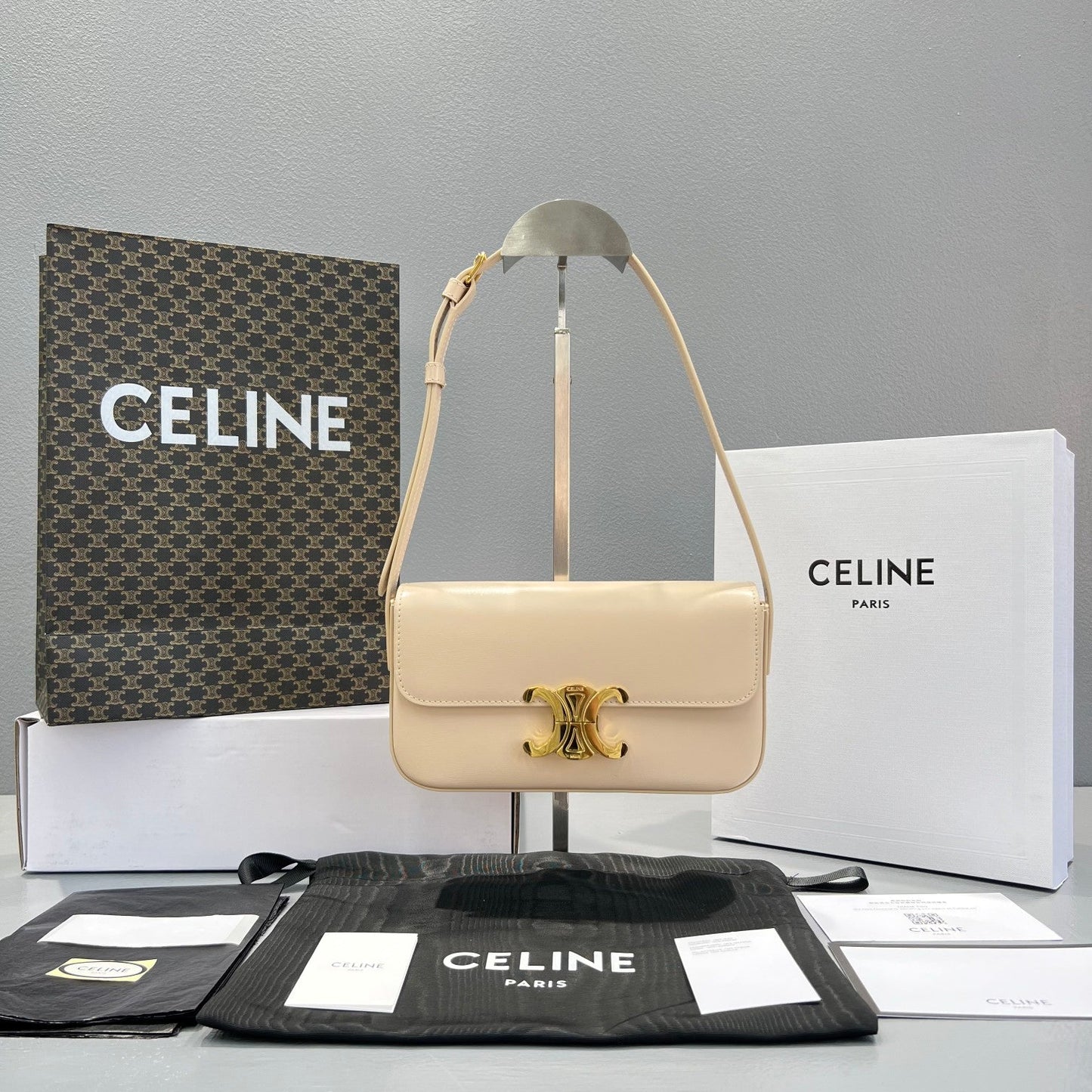 Top Quality Triomphe Shoulder Bag For Women Beige