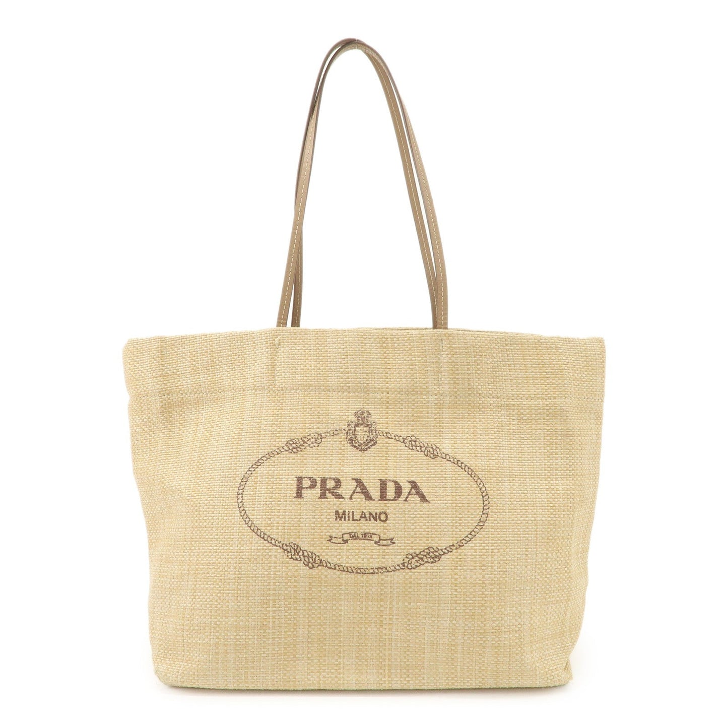 Tote Bag Straw Shoulder Bag d Leather Raffia Beige