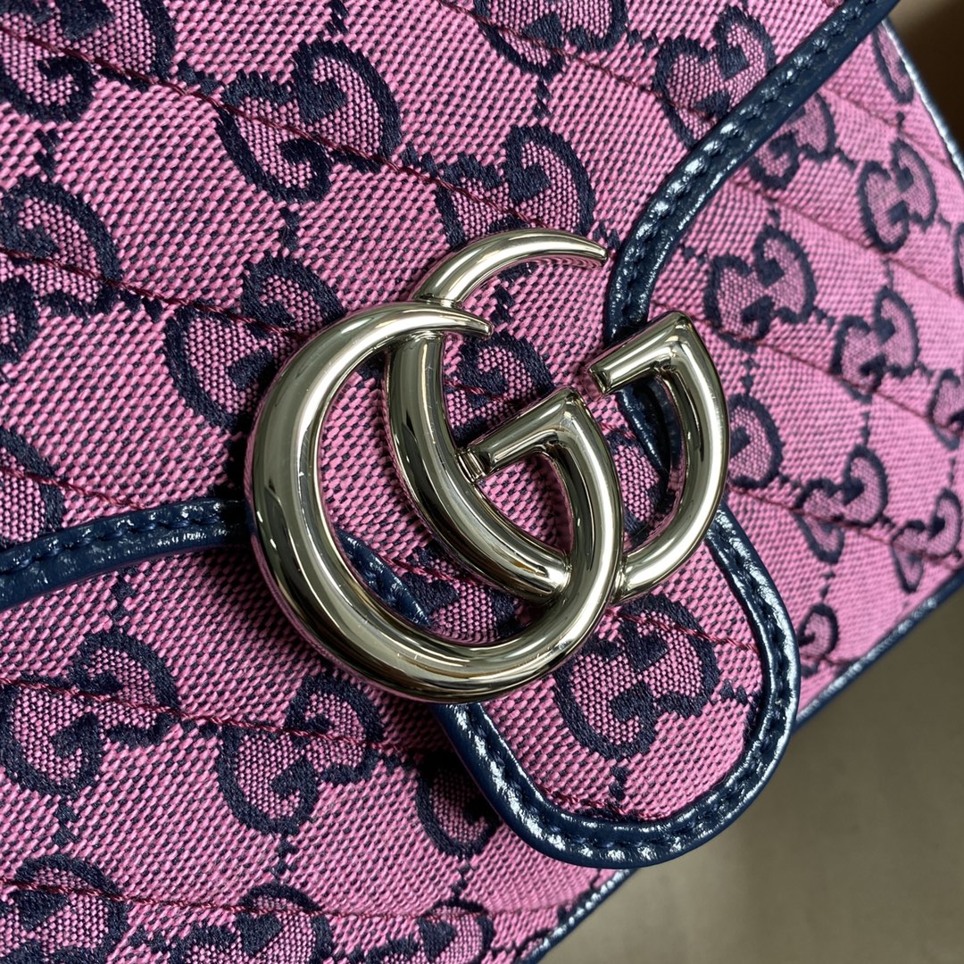 gg Marmont Top Handle gg Canvas Blue Pink Mini Bag