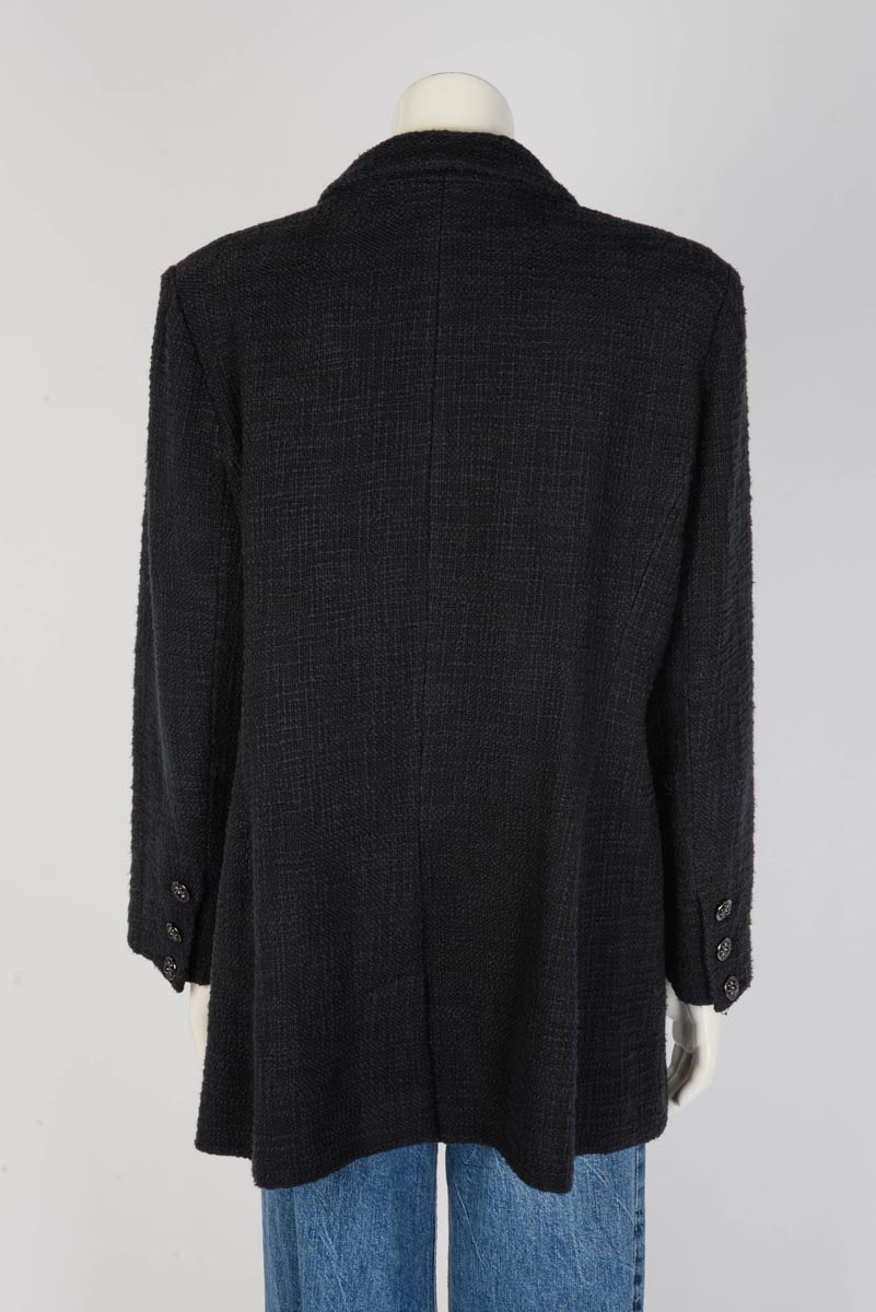 Chanel Black Boucle Tweed Paris to Bombay Jacket FR 50