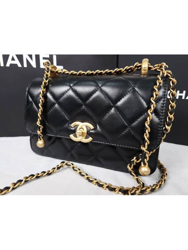 Chain Mini Flap Calfskin Cross Bag Black Chanel