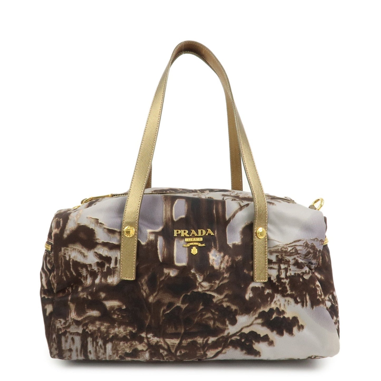 Shoulder Bag Boston Bag Leather Nylon Gold