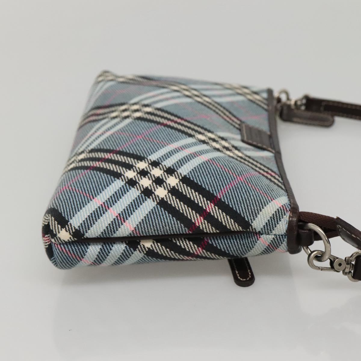 Burberry Label Shoulder Bag Canvas Blue